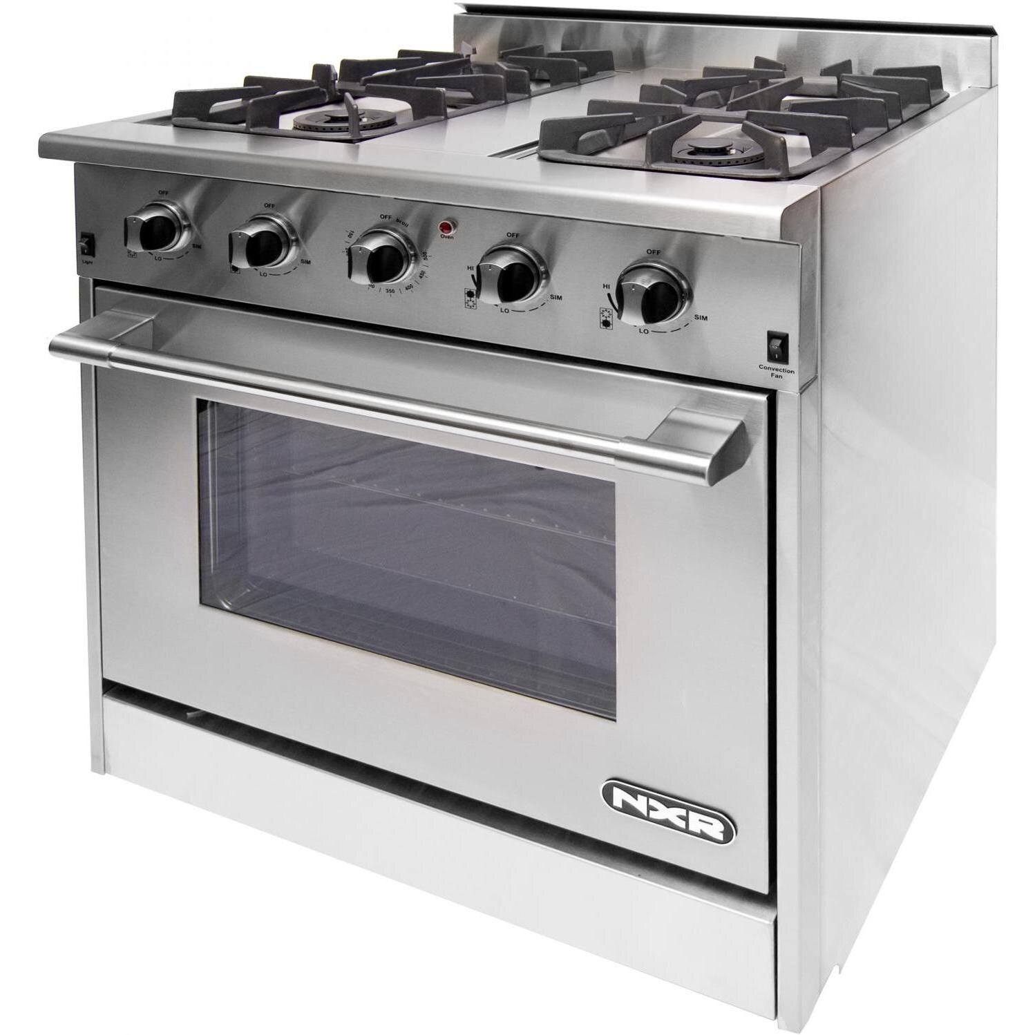 NXR Professional 30-Inch 4-Burner Natural Gas Range - Angled View thumbnail