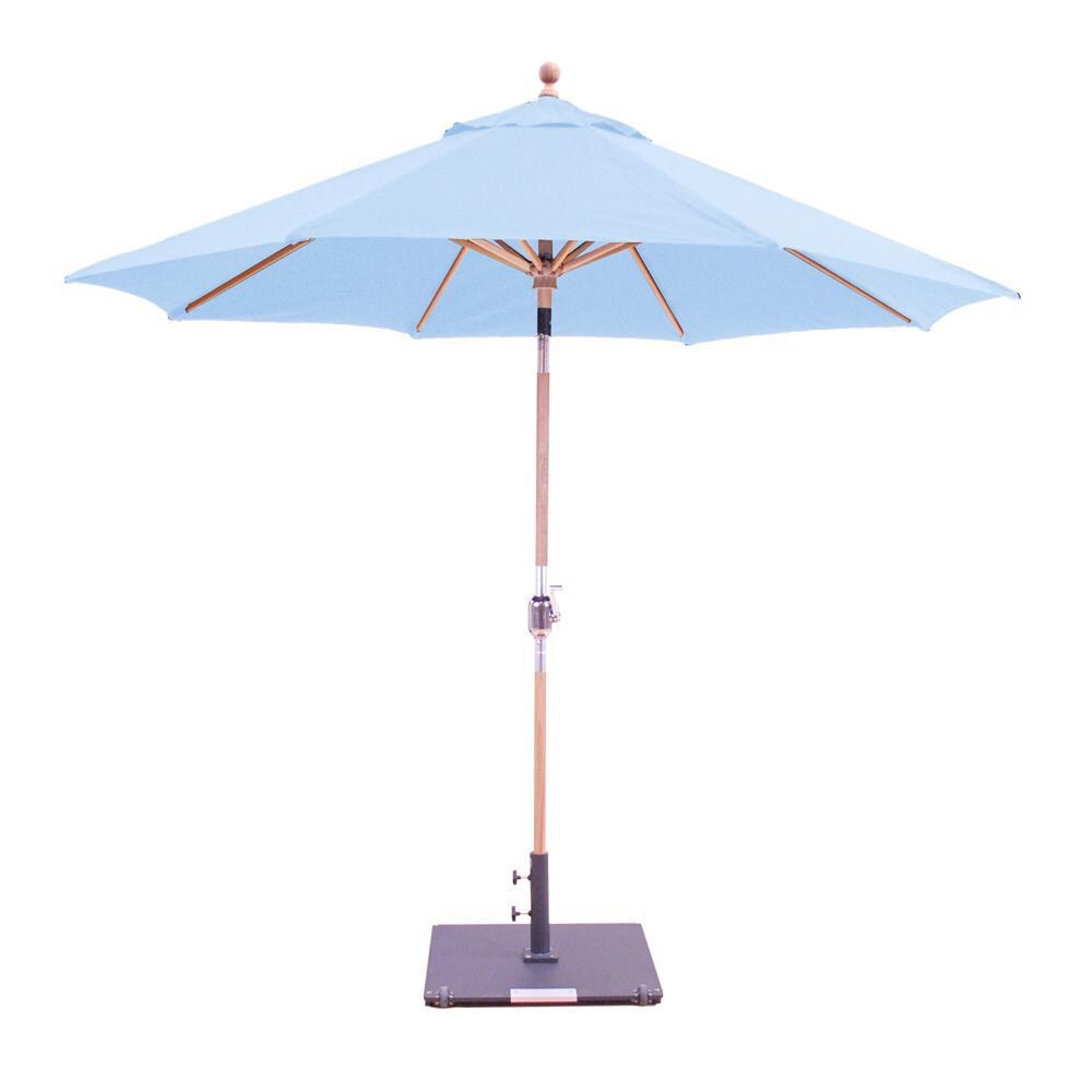 Galtech 9 Ft. Octagonal Wood Patio Umbrella W/ Crank Lift & Rotational Tilt - Teak Frame W/ Air Blue Sunbrella Fabric (Umbrella Base Not Included) thumbnail
