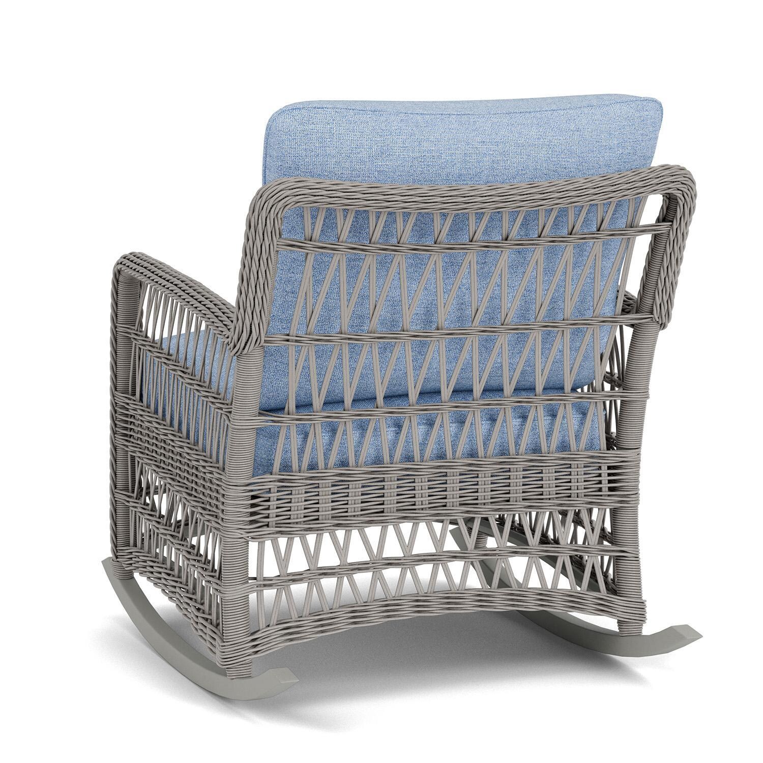 Lloyd Flanders Mackinac Lounge Rocker in Putty Finish with Demo Skyway Fabric - Rear Left thumbnail