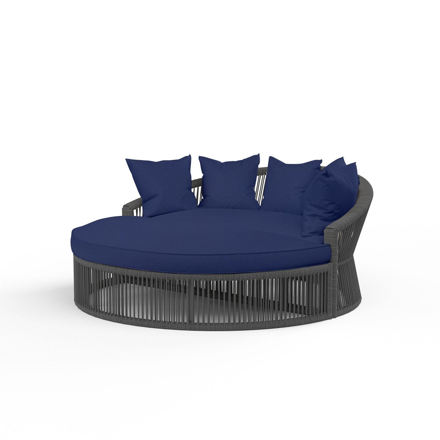 Milano Aluminum & Olefin Rope Patio Daybed in Echo Midnight w/ Self Welt By Sunset West - Display - White Background thumbnail