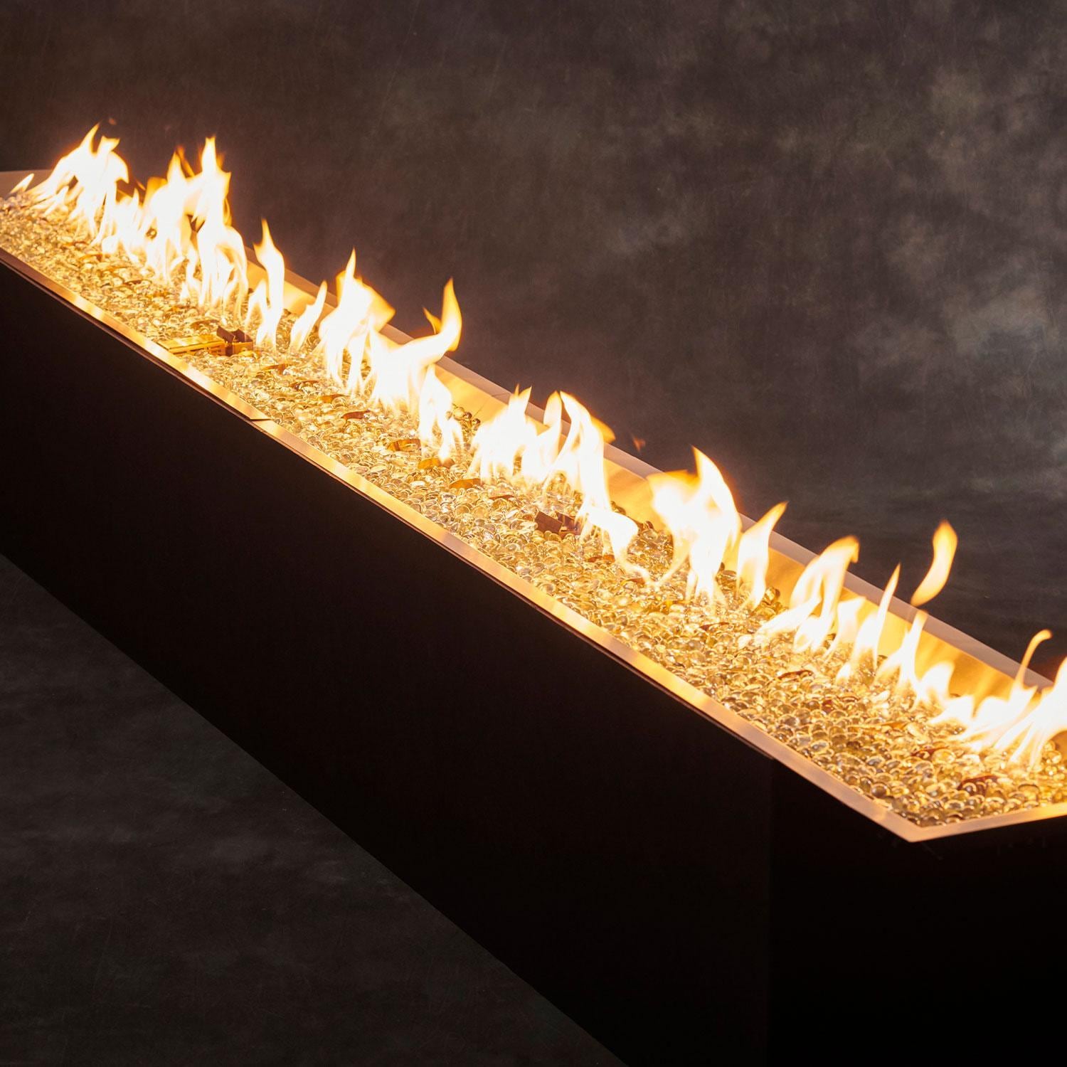 The Outdoor GreatRoom Company CFP12120-B-NG Crystal Fire Plus 120-in Linear Natural Gas Fire Pit Burner Kit - On - Medium Flame - Detail thumbnail