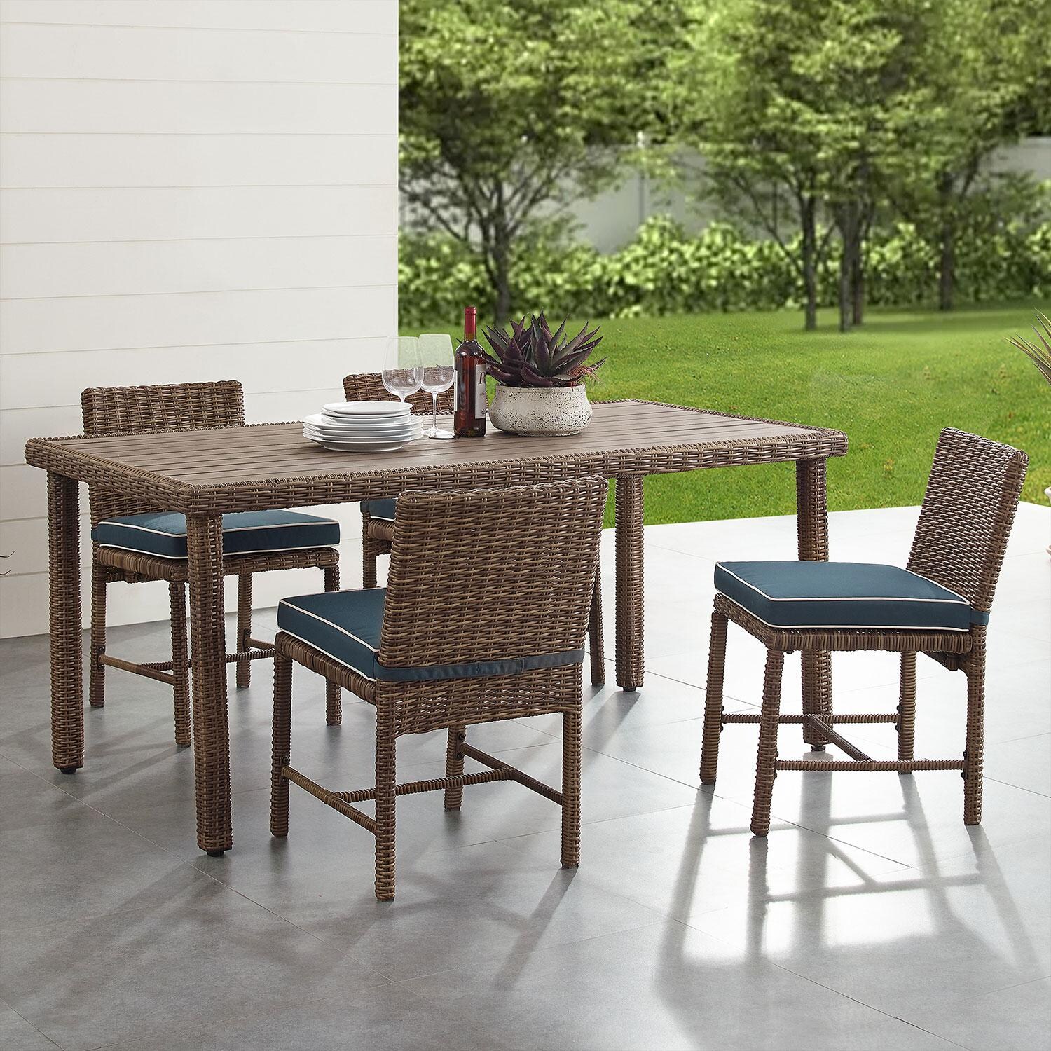 Ultimate Patio Branchwood 5Pc Wicker Outdoor Dining Set in Navy