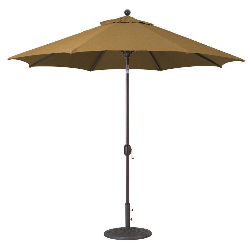 Galtech 9 Ft. Octagonal Aluminum Patio Market Umbrella W/ Crank Lift And Deluxe Auto Tilt - Antique Bronze Frame W/ Sunbrella Canvas Teak Canopy