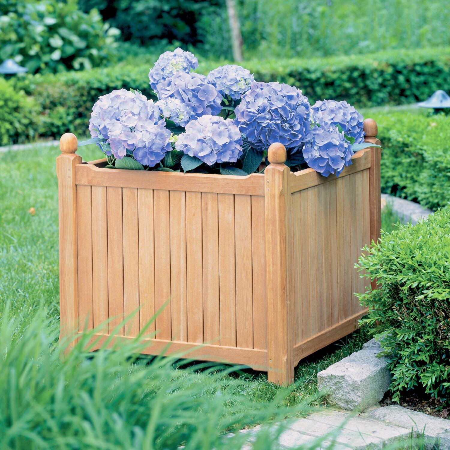 Natural Shorea 28-Inch Square Planter Box By Oxford Garden