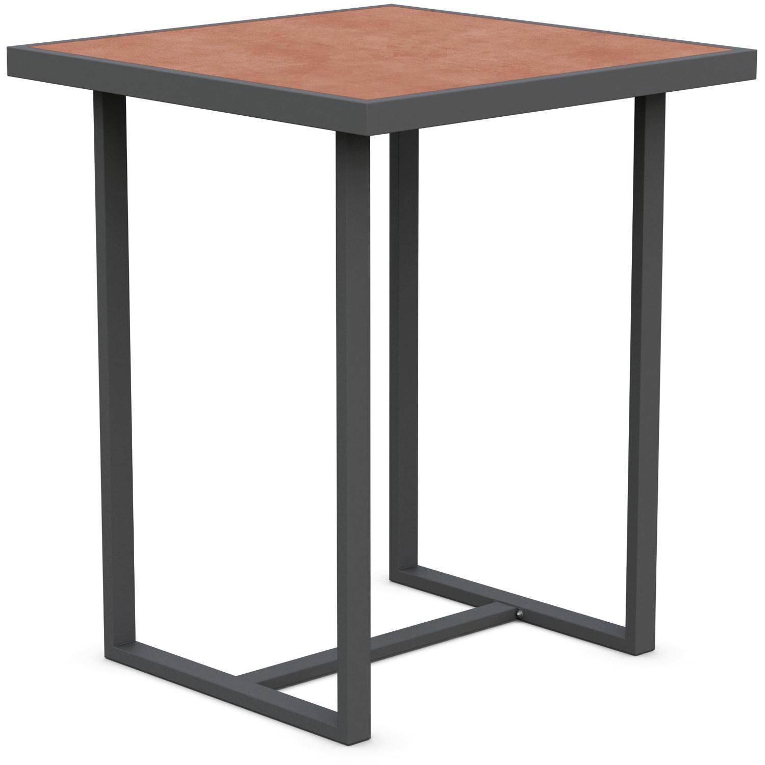Azzurro Living Pavia 35 Inch Charcoal Aluminum Bar Table W/ Umber Dekton Top - Angled - White Background thumbnail