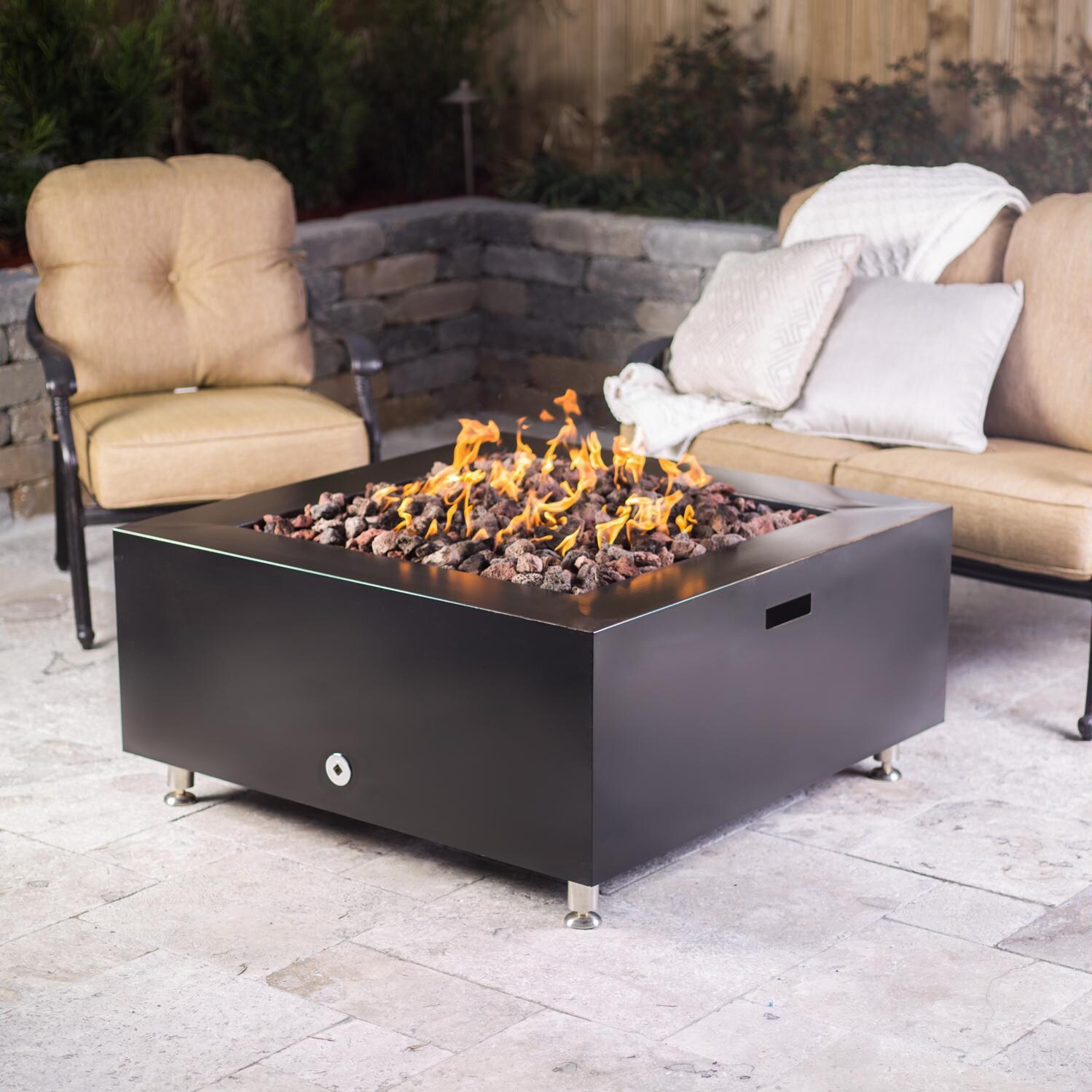 Lakeview Outdoor Designs 42-Inch Square Propane Fire Pit - Oil Rubbed Bronze - Lifestyle  thumbnail
