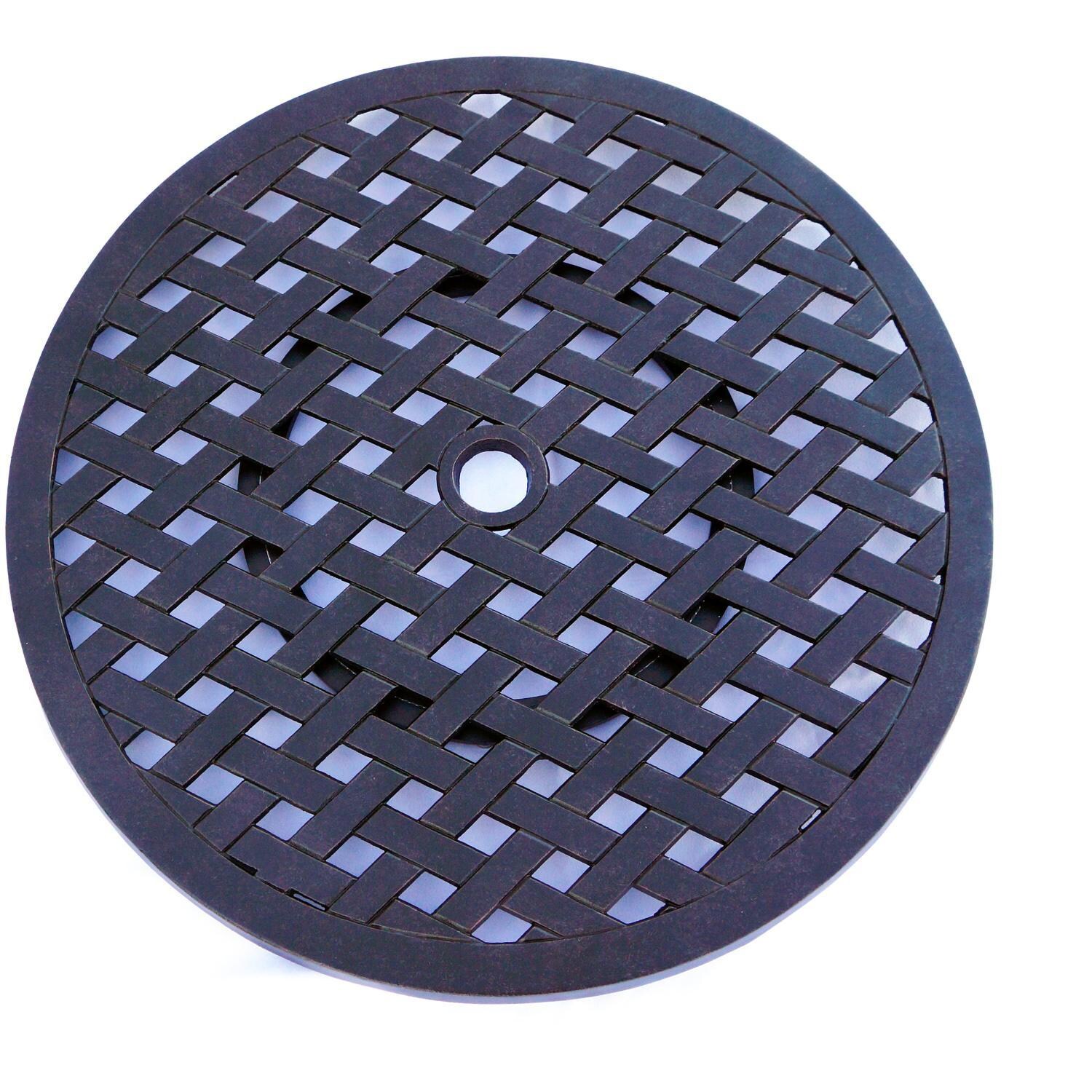 Darlee Ten Star 10-Piece Patio Dining Set with Cushions and 64 Inch Square Dining Table and Lazy Susan - Lazy Susan Top - White Background thumbnail