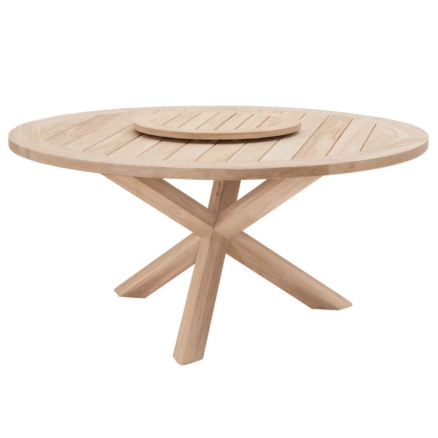 Lakeview Teak Lazy Susan in Gray Teak - On Table Side View thumbnail