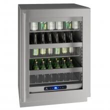 U-Line UHRE524-SG01A 5 Class 24-Inch 5.2 Cu. Ft. Refrigerator With Glass Door - Stainless Steel