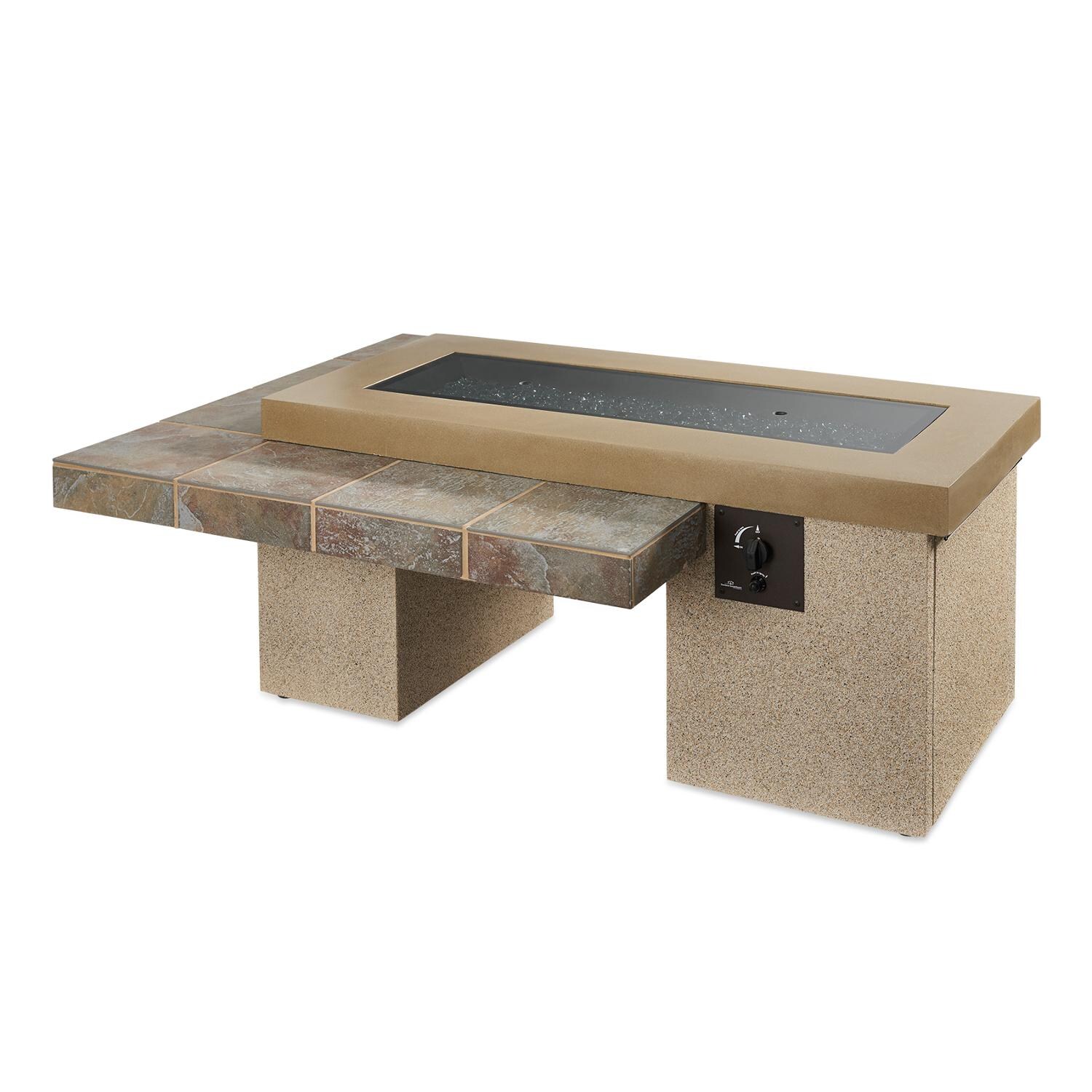 The Outdoor GreatRoom Company Uptown Linear Gas Fire Pit Table - Brown - Includes grey glass burner cover thumbnail