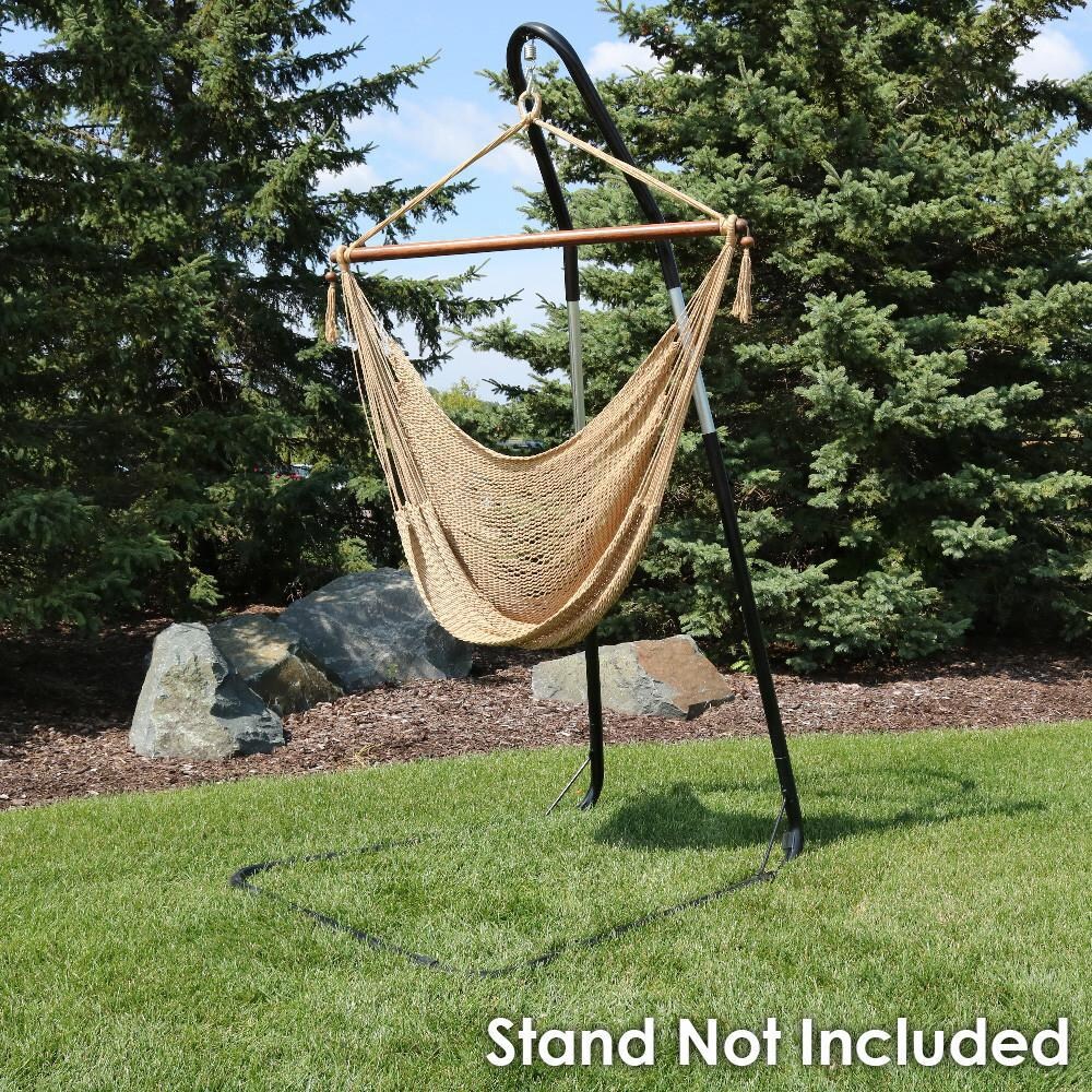 Ultimate Patio Extra Large Hanging Caribbean Hammock Chair - Tan - Lifestyle