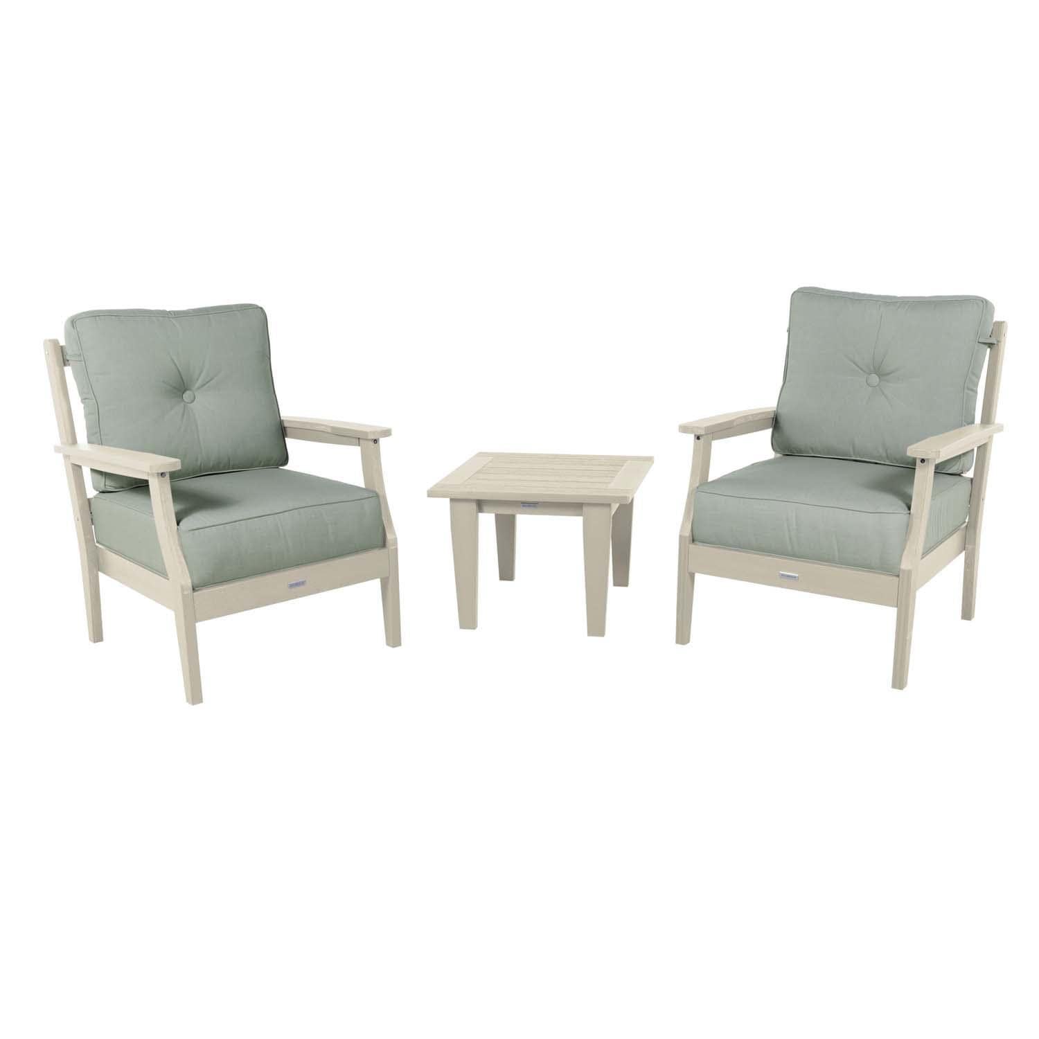 Blushing Bay 3 Pc Recycled Plastic Seating Set in Canvas Seasalt/Whitewash by Lakeview Outdoor Designs - White Background thumbnail