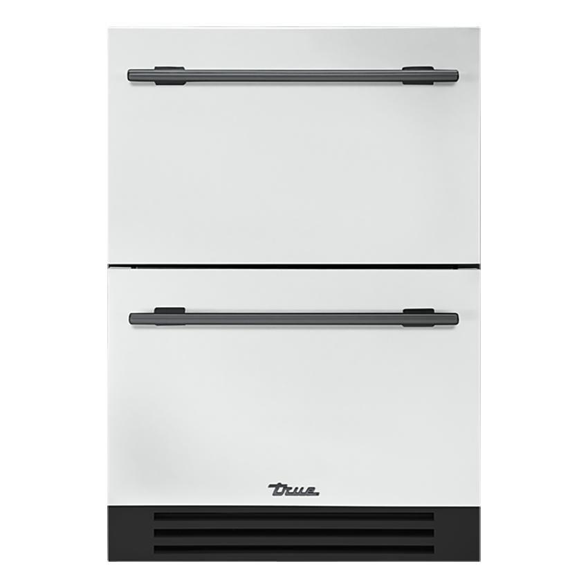 True ADA Height 24 Inch 5 Cu. Ft. Outdoor Refrigerator Drawers - Matte White w/ Pewter Handles - TURADA-24-D-A~030-H05