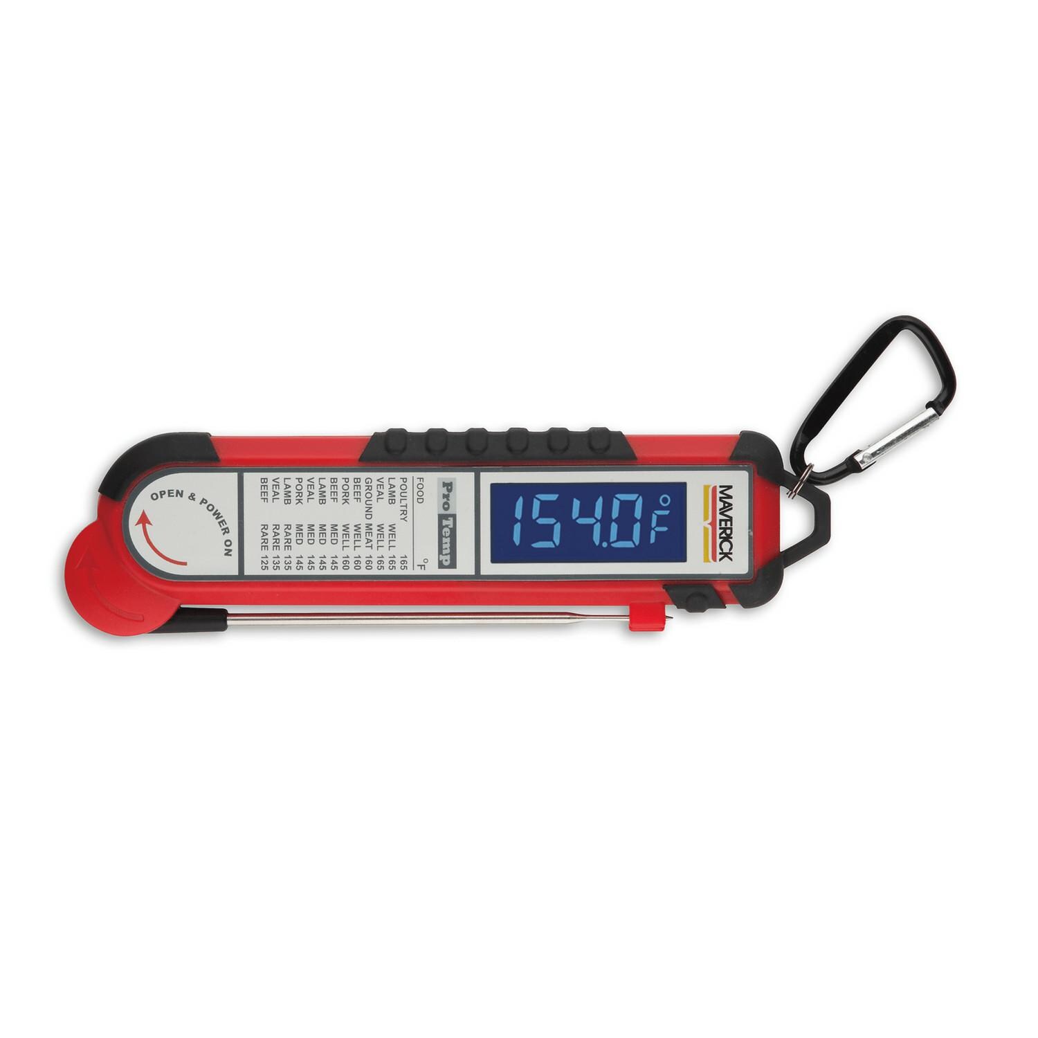 Maverick PT-100BBQ-Red Pro-Temp Commercial Grade Food Probe BBQ Thermometer With Belt Clip - Horizontal  thumbnail