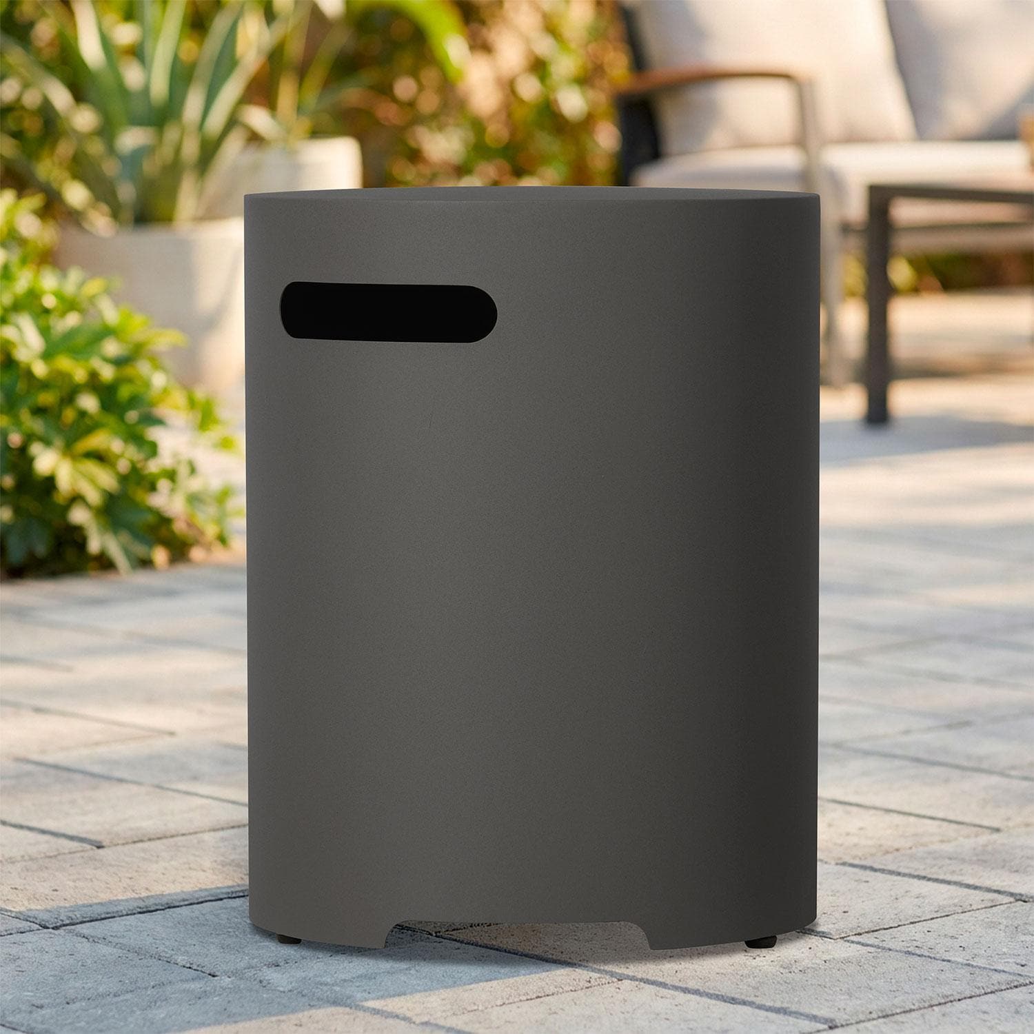 20-in Round Metal Propane Tank Cover & Side Table in Weathered Slate by Lakeview Outdoor Designs
