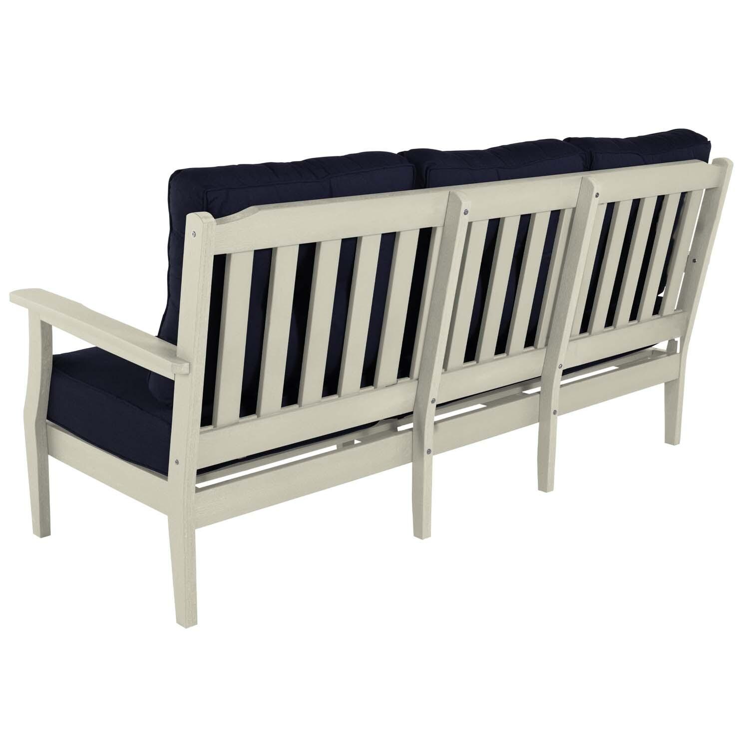 Blushing Bay 6 Pc Recycled Plastic Seating Set w/ Sofa in Spectrum Indigo/Whitewash by Lakeview Outdoor Designs - Sofa Back View - White Background thumbnail