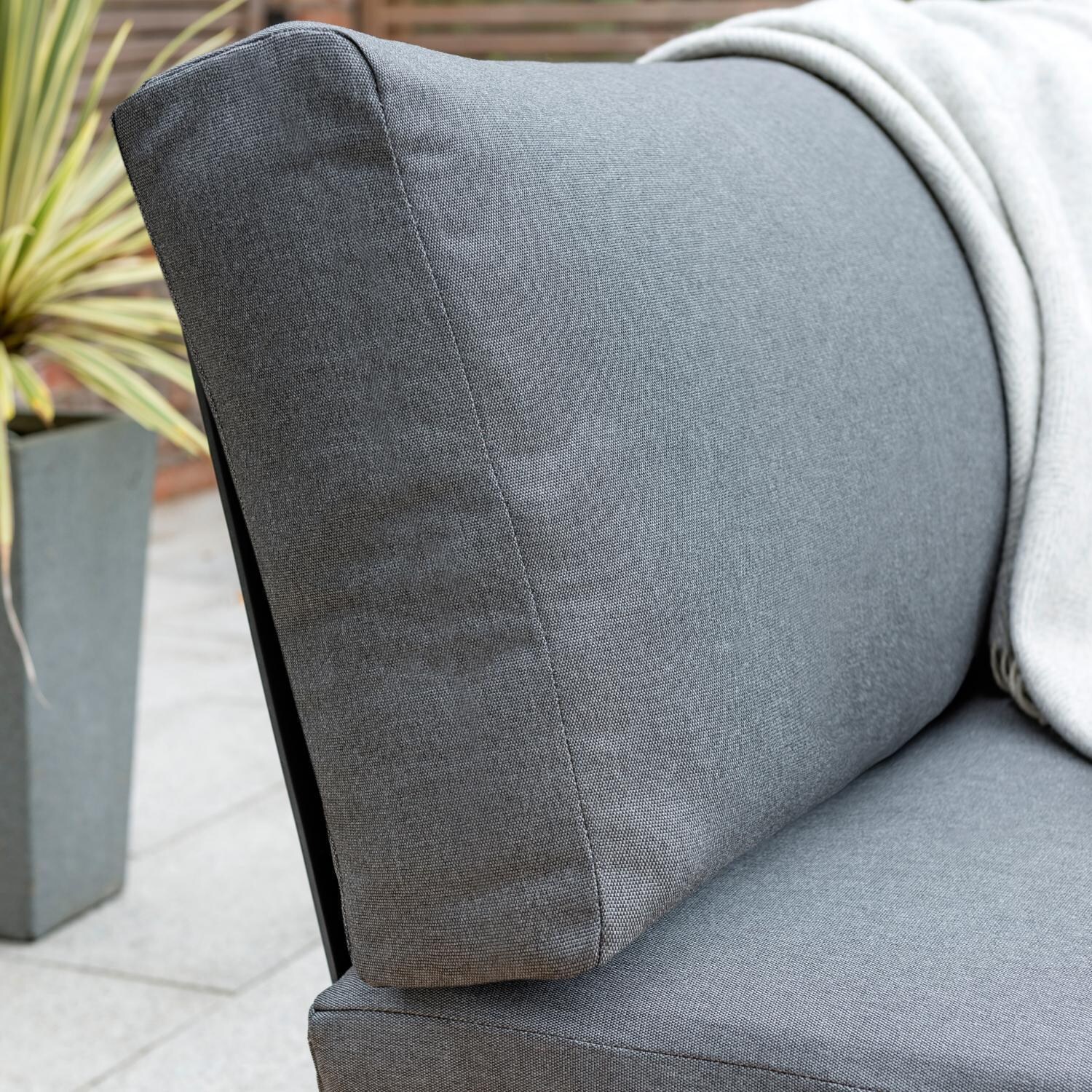 Elba Aluminum Armless Club Chair in Charcoal By KETTLER - Cushion Thickness - Detail thumbnail