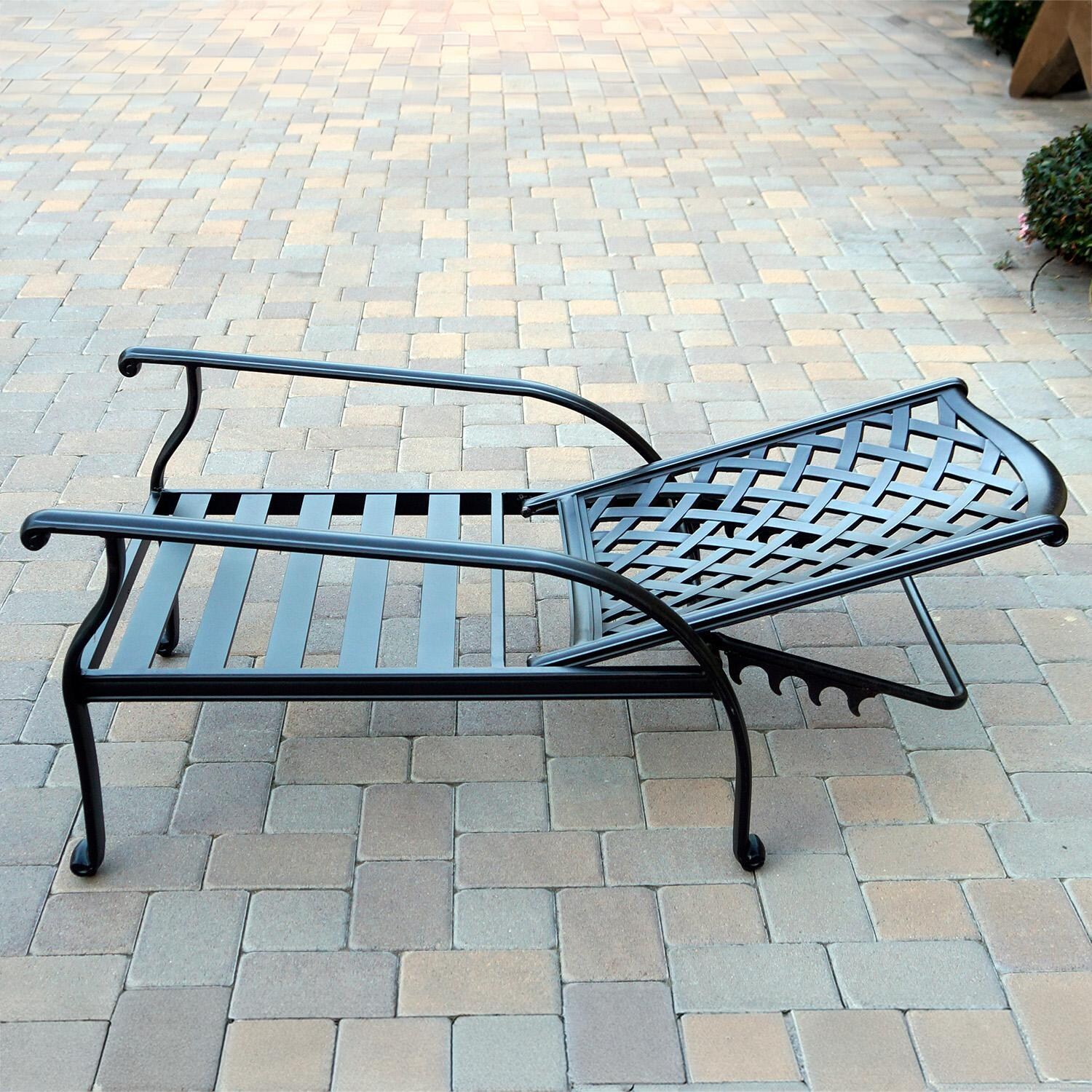 Darlee Nassau 4-Piece Patio Sofa Conversation Set (with 2 Adjustable Club Chairs) with Cushions and 21 X 42 Inch Rectangular Coffee Table - Chair Reclined - Lifestyle thumbnail