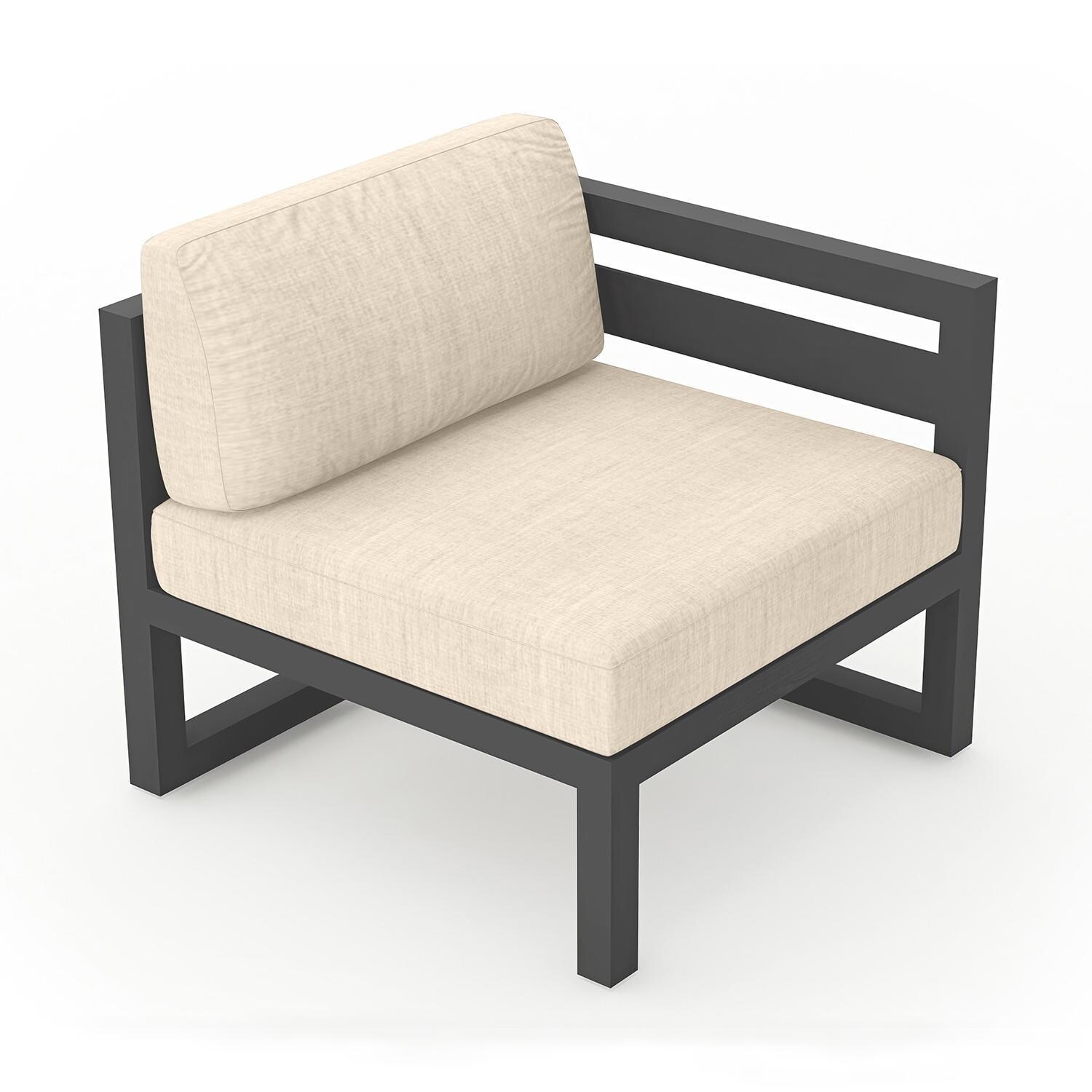 Misty Cove Right Arm Club Chair in Slate w/Canvas Flax Cushions by Lakeview - Top Angle View - White Background thumbnail