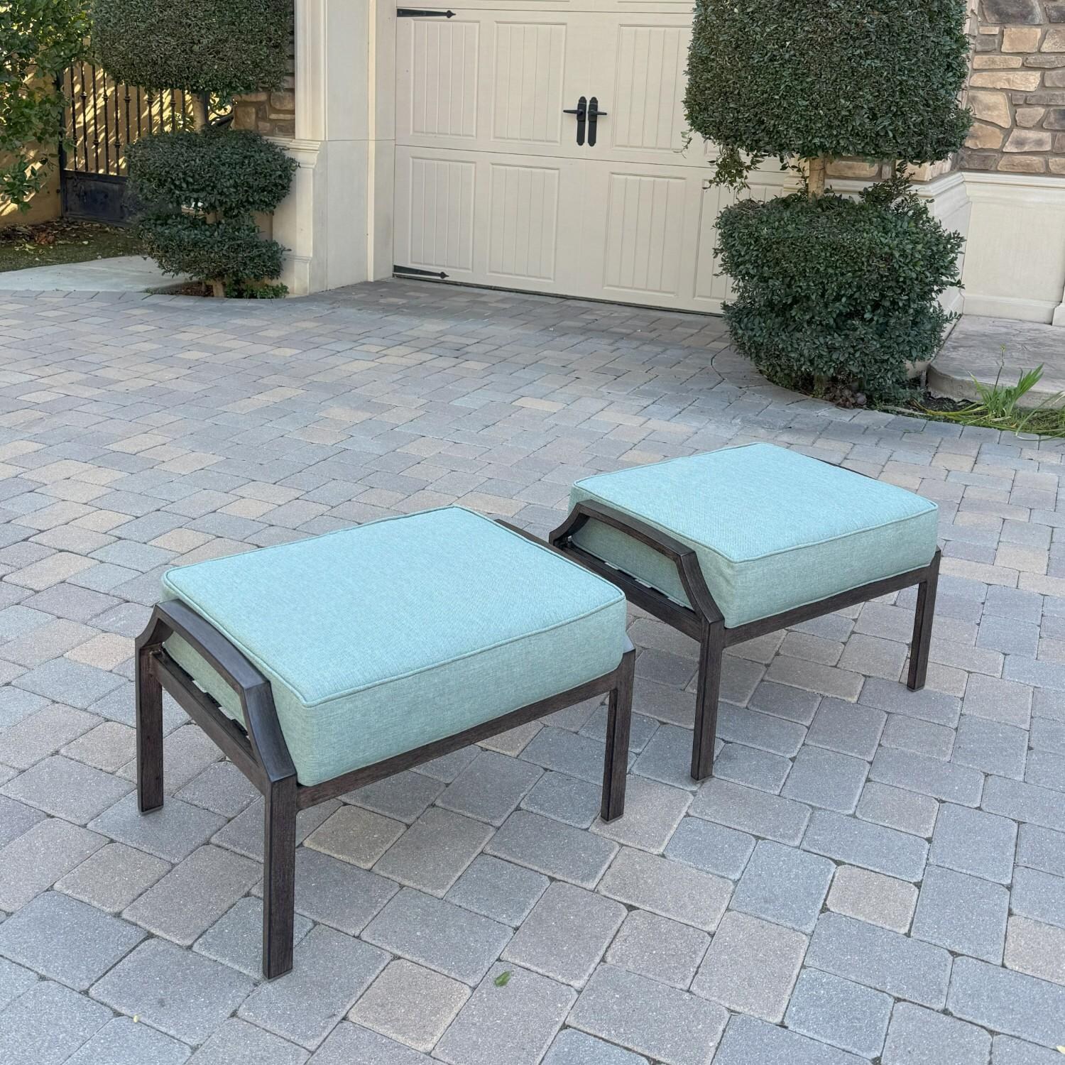 Atlantis 2 Pc Aluminum Ottoman Set in Walnut/Spa by Darlee - Angled - Lifestyle thumbnail