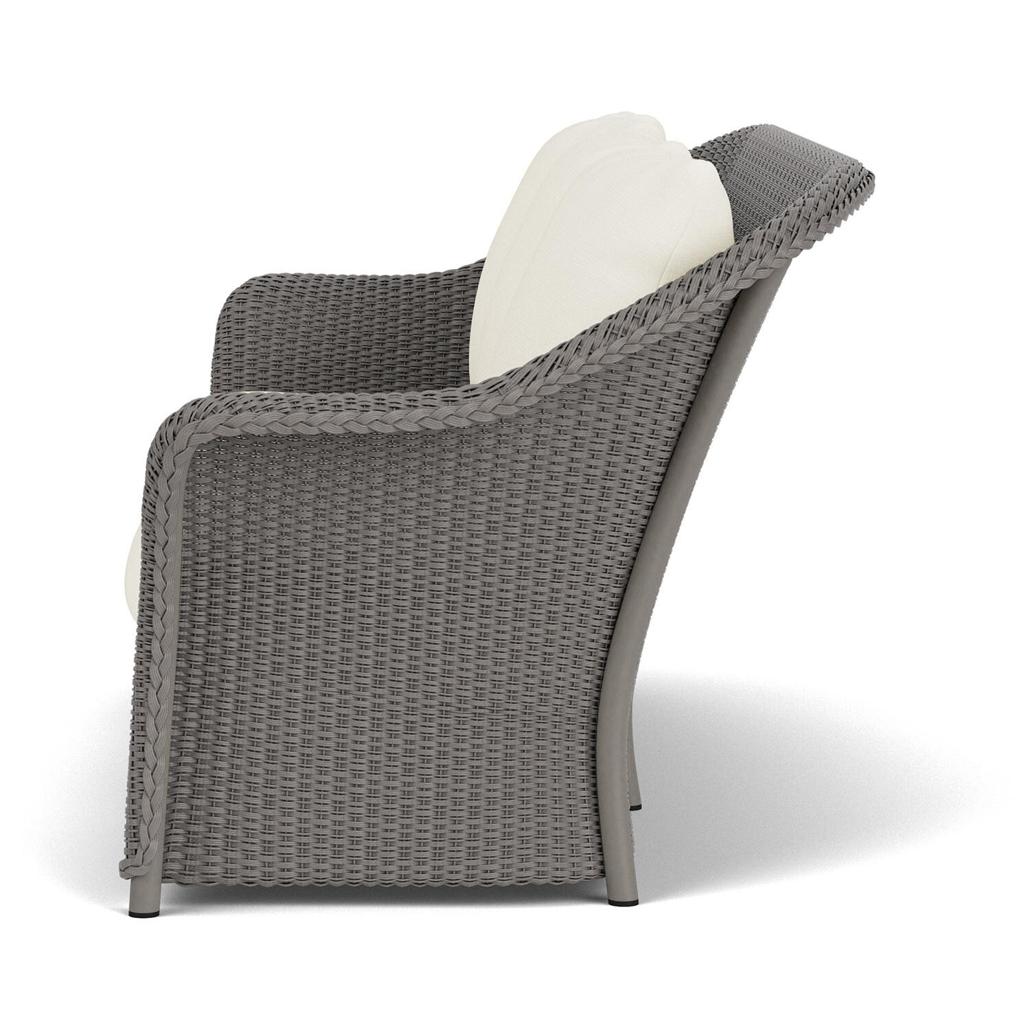 Lloyd Flanders Weekend Retreat Sofa in Pewter Finish W/ Sailcloth Salt Fabric - Side thumbnail