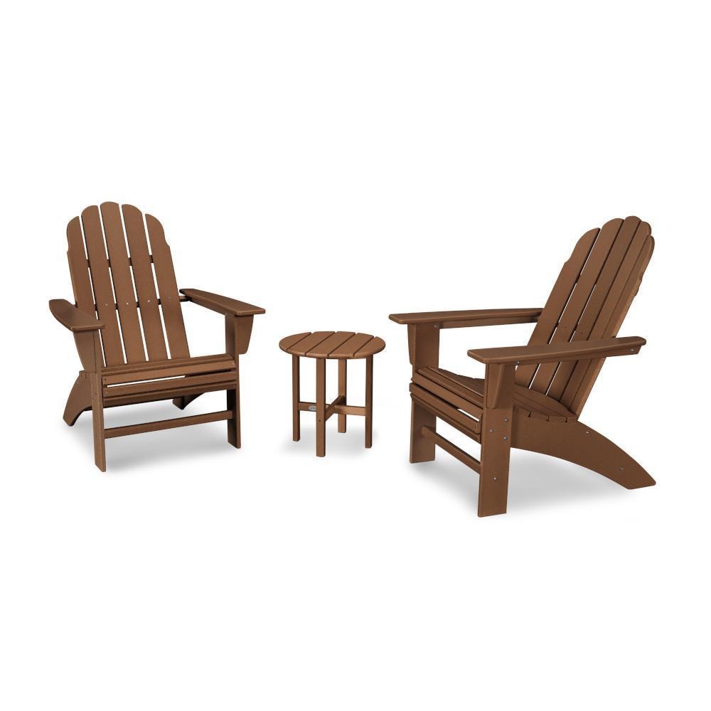 POLYWOOD Vineyard 3 Pc Recycled Plastic Curveback Adirondack Seating Set in Teak by - PWS418-1-TE