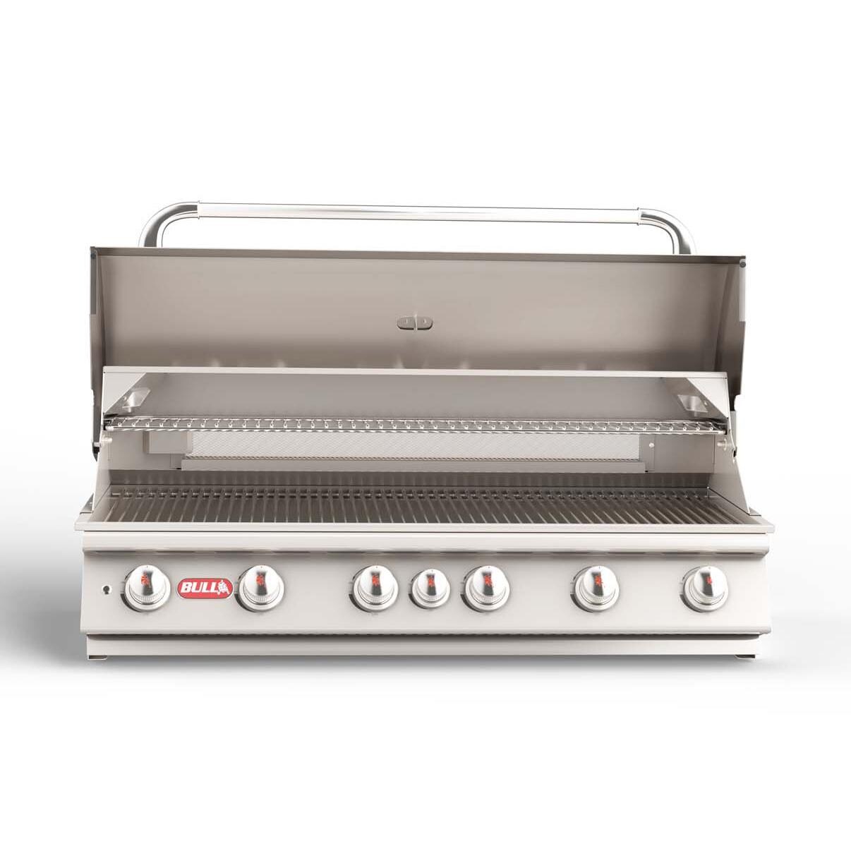 Bull 62649 Diablo 46-in 6-Burner Built-In Natural Gas Grill - Open Hood - White Background