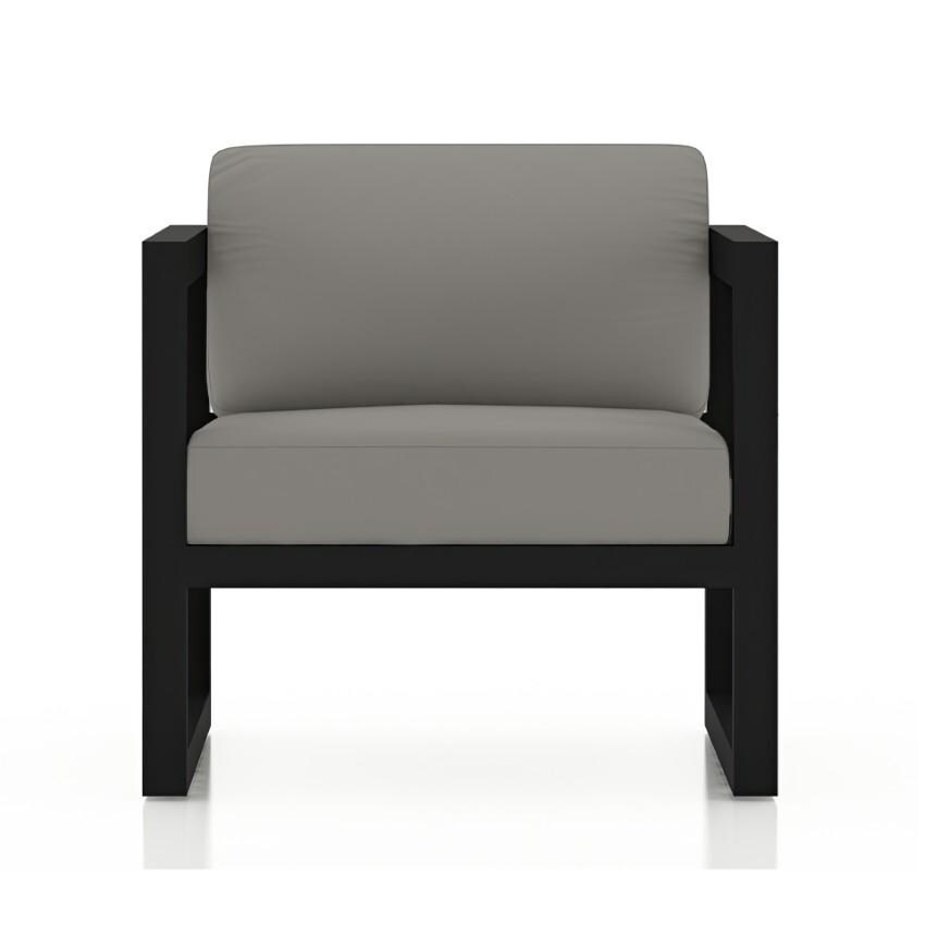 Lakeview Misty Cove 6 Pc Aluminum Sectional Set in Black w/Club Chair & Canvas Charcoal Cushions by Lakeview Outdoor Designs - Club Chair - White Background thumbnail