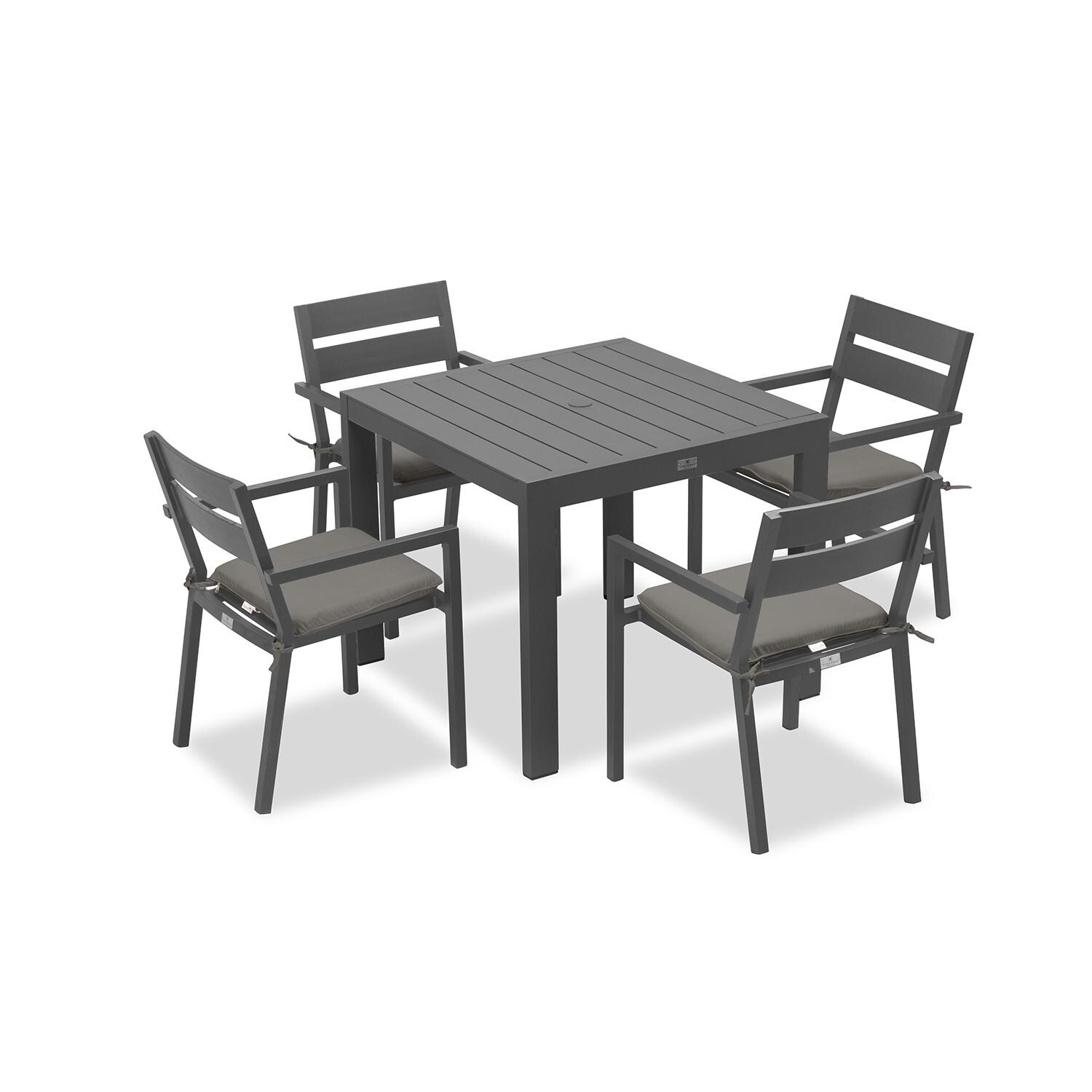 Calm Bay Classic 5 Pc Square Dining Set in Slate/Canvas Charcoal by Lakeview - White Background thumbnail