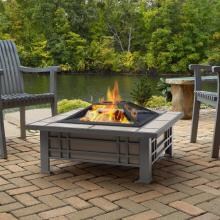 Real Flame Morrison 33-Inch Square Wood Burning Fire Pit - Gray - 906-CRT image