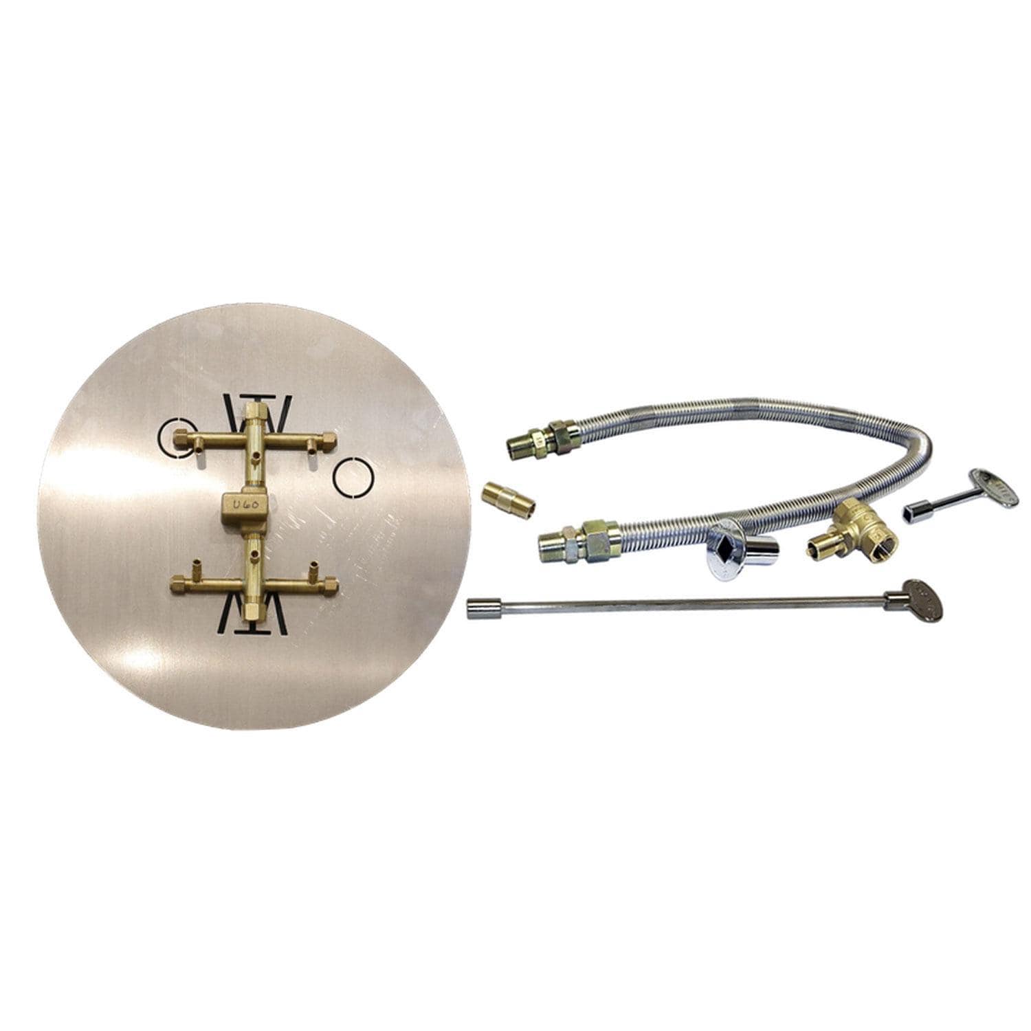 Warming Trends 9 X 6 3/4 CROSSFIRE Brass Natural Gas/Propane Burner w/ 18-in Circular Plate & Flex Line Kit