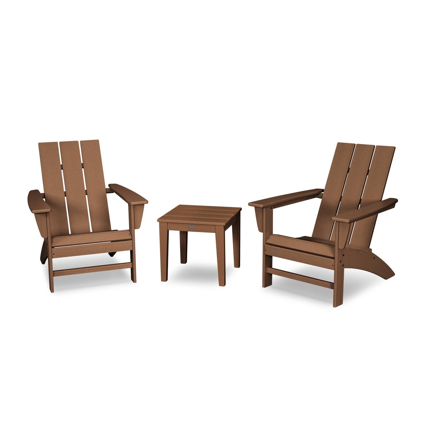 Modern Adirondack 3 Pc Recycled Plastic Seating Set in Teak by POLYWOOD