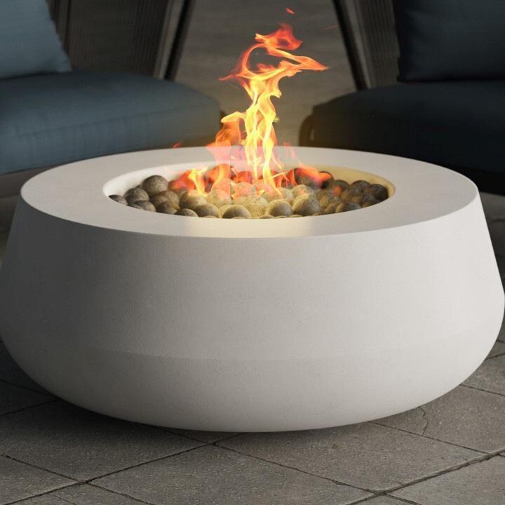 Prism SCPH-722-5LP Oasis 42-in Propane Round Fire Pit Table - Ultra White - Up Close - Lifestyle thumbnail