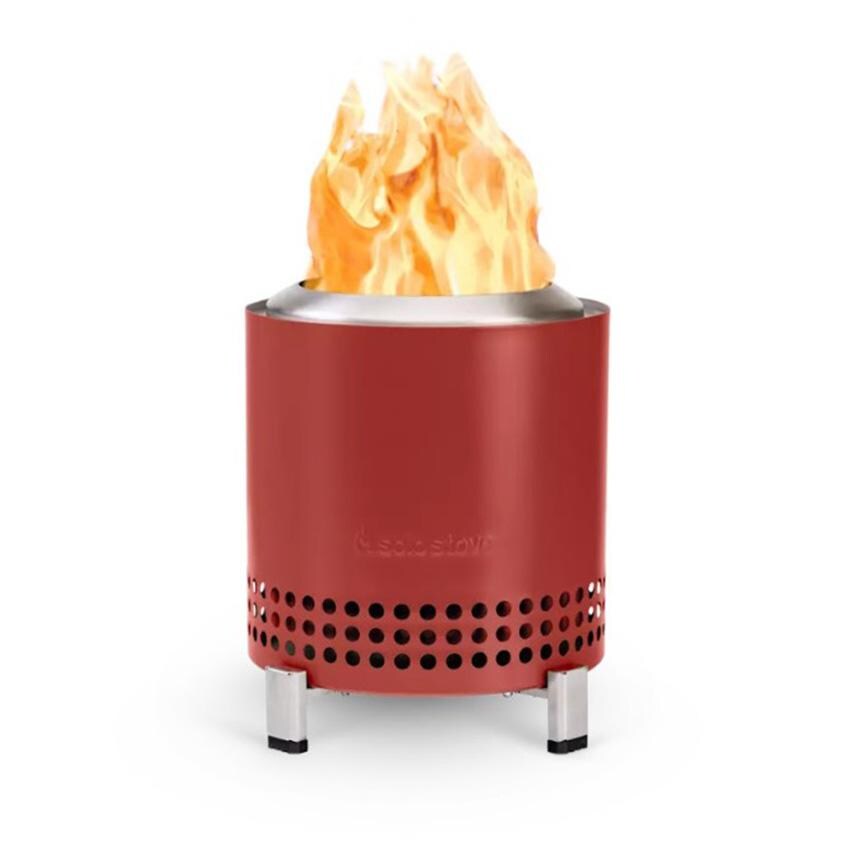 Mesa 7 Inch Round Stainless Steel Wood-Burning Table-top Fire Pit in Red by Solo Stove