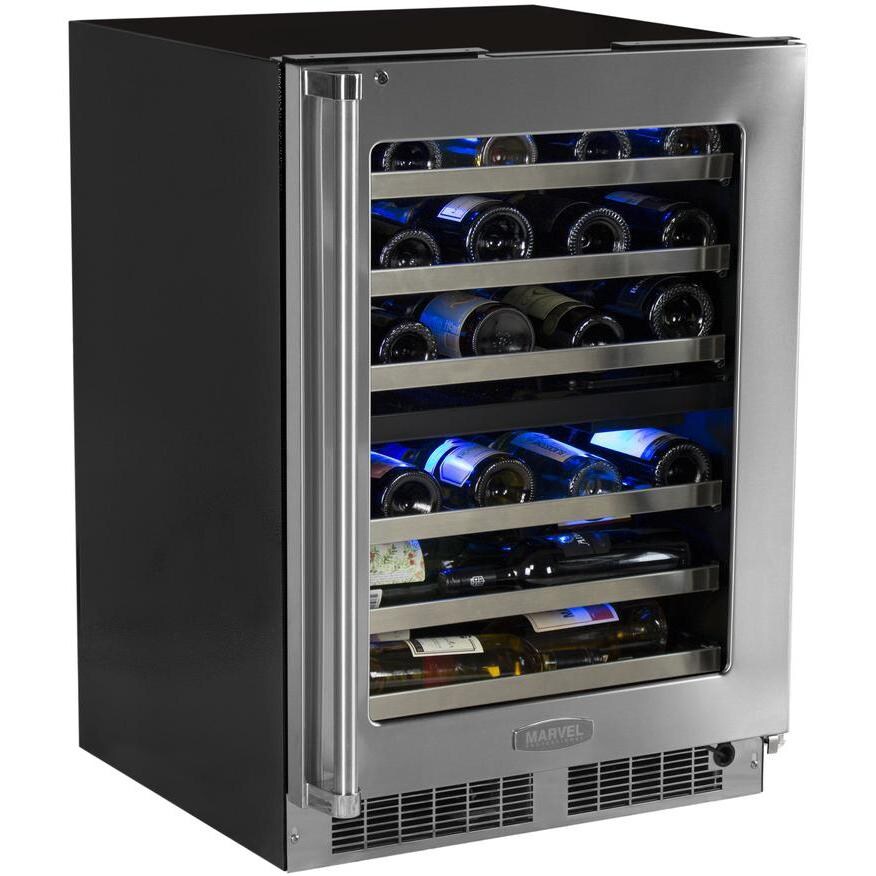 Marvel Professional 40 Bottle Right Hinge Dual Zone Wine Cellar - Stainless Steel - MP24WDG5RS