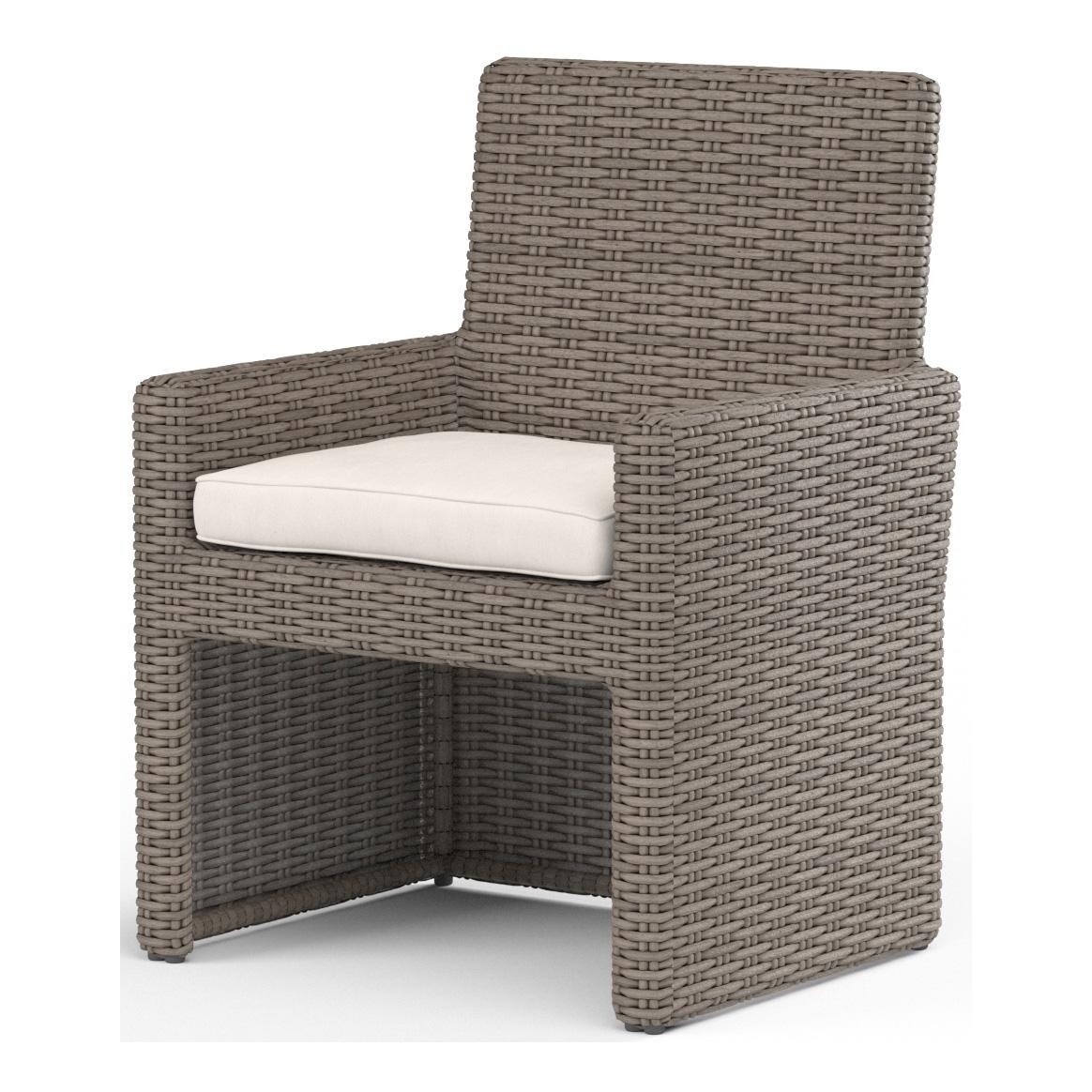 Coronado Wicker Dining Arm Chair in Driftwood/Canvas Natural by Sunset West