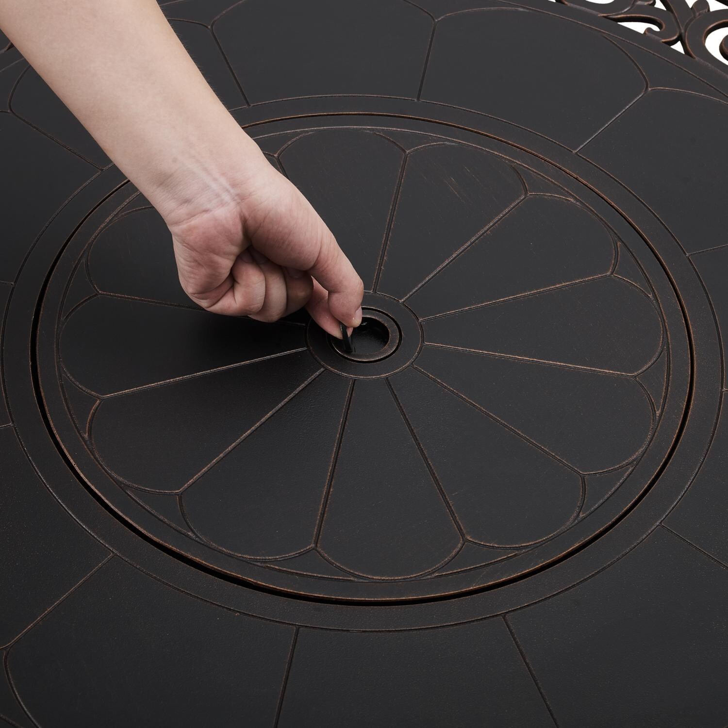 Ultimate Patio 63689 WestCay 34-Inch Round Aluminum Propane Gas Fire Pit - Cover Handle thumbnail