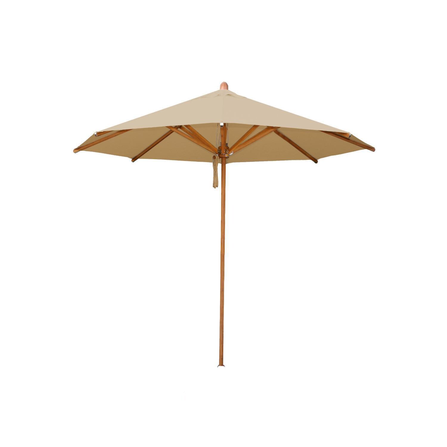 Bambrella 8.5 Ft. Octagonal Bamboo Levante Market Umbrella Set w/ In-Ground Mount in Harvest Wheat - White Background thumbnail