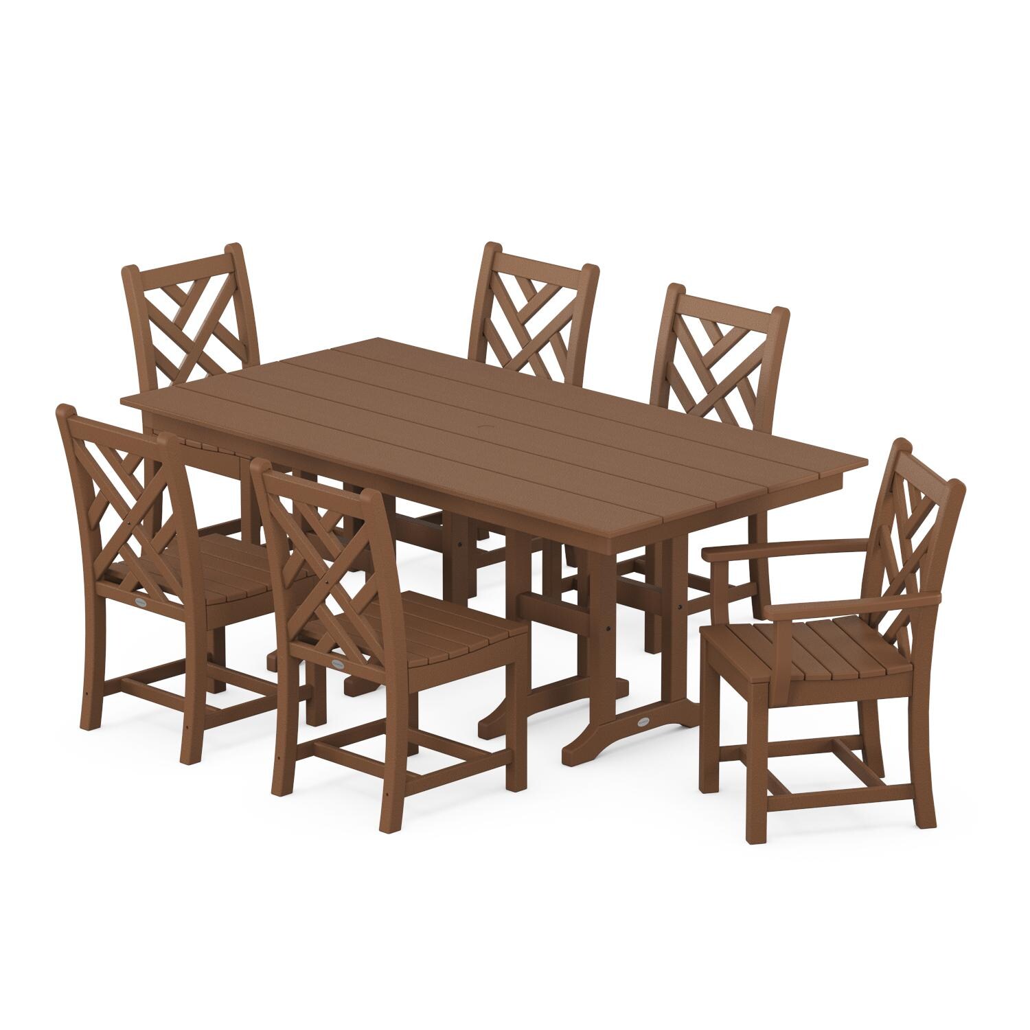 POLYWOOD Chippendale 7-Piece Farmhouse Dining Set - Teak