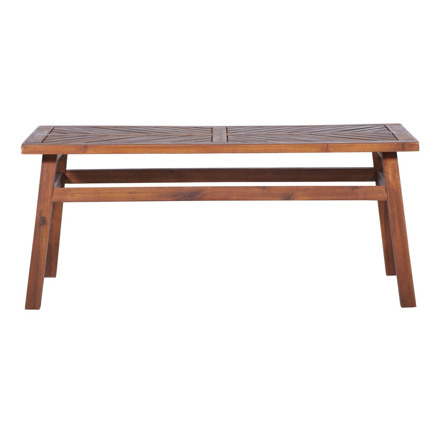 Ultimate Patio Wishlake 42 X 20 Inch Rectangular Acacia Patio Coffee Table - Dark Brown - Front View thumbnail