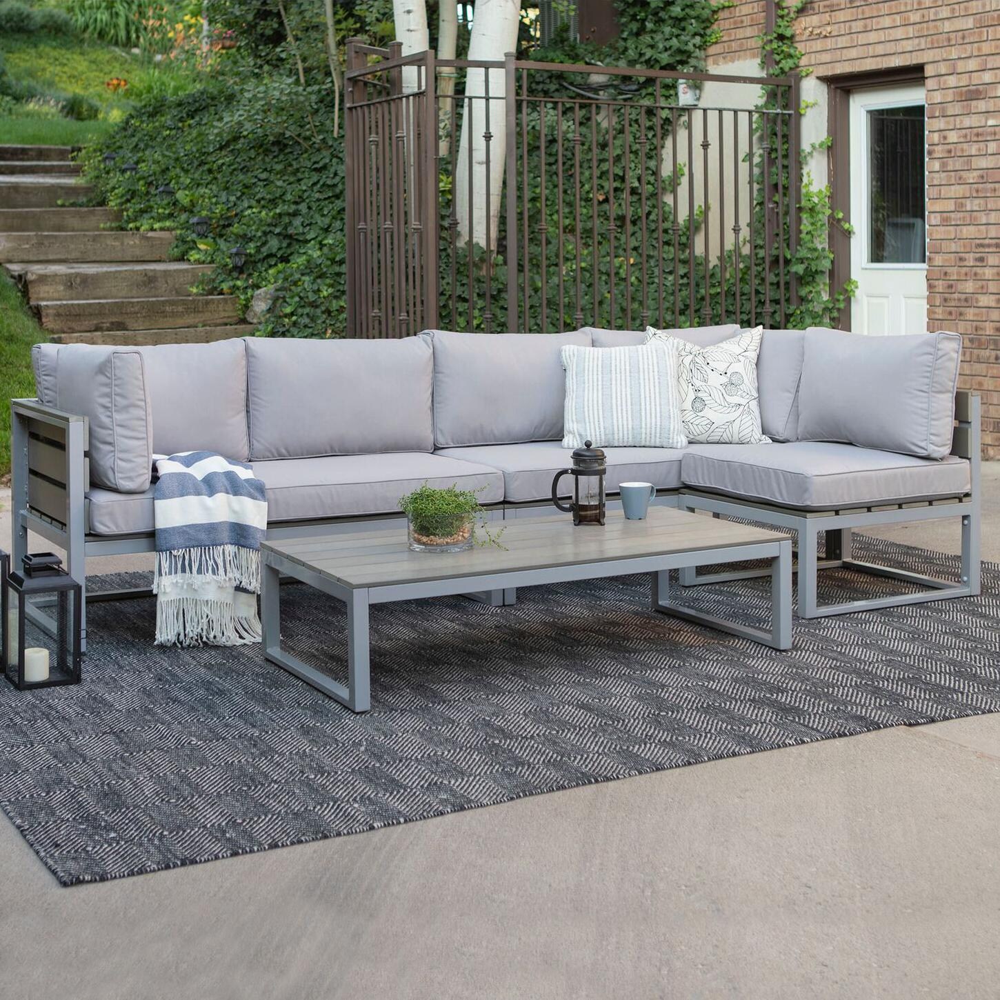 Resort Bay 4 Pc Aluminum Seating Set in Silver/Gray by Ultimate Patio