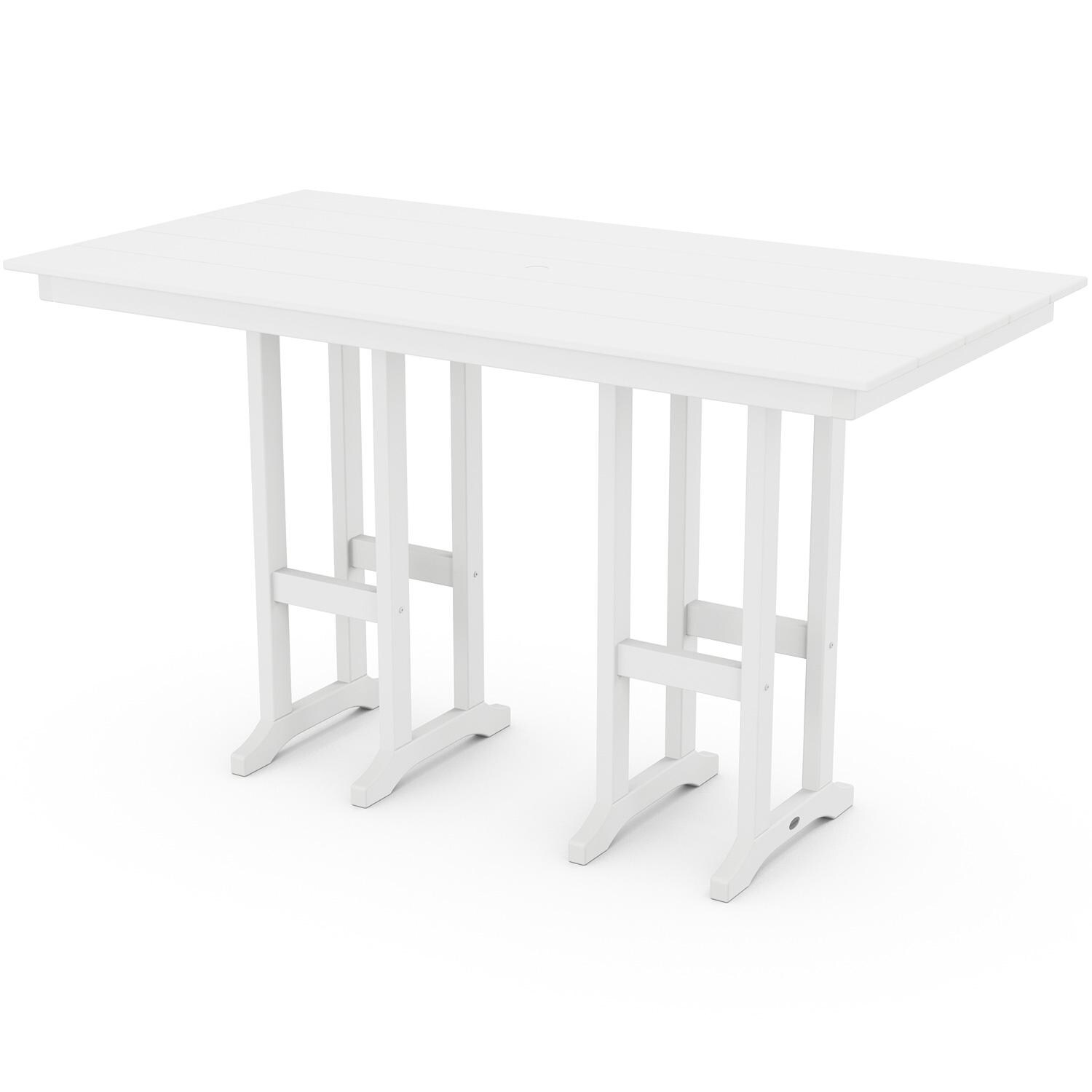 POLYWOOD Lakeside 37 X 72-Inch Farmhouse Bar Table - White