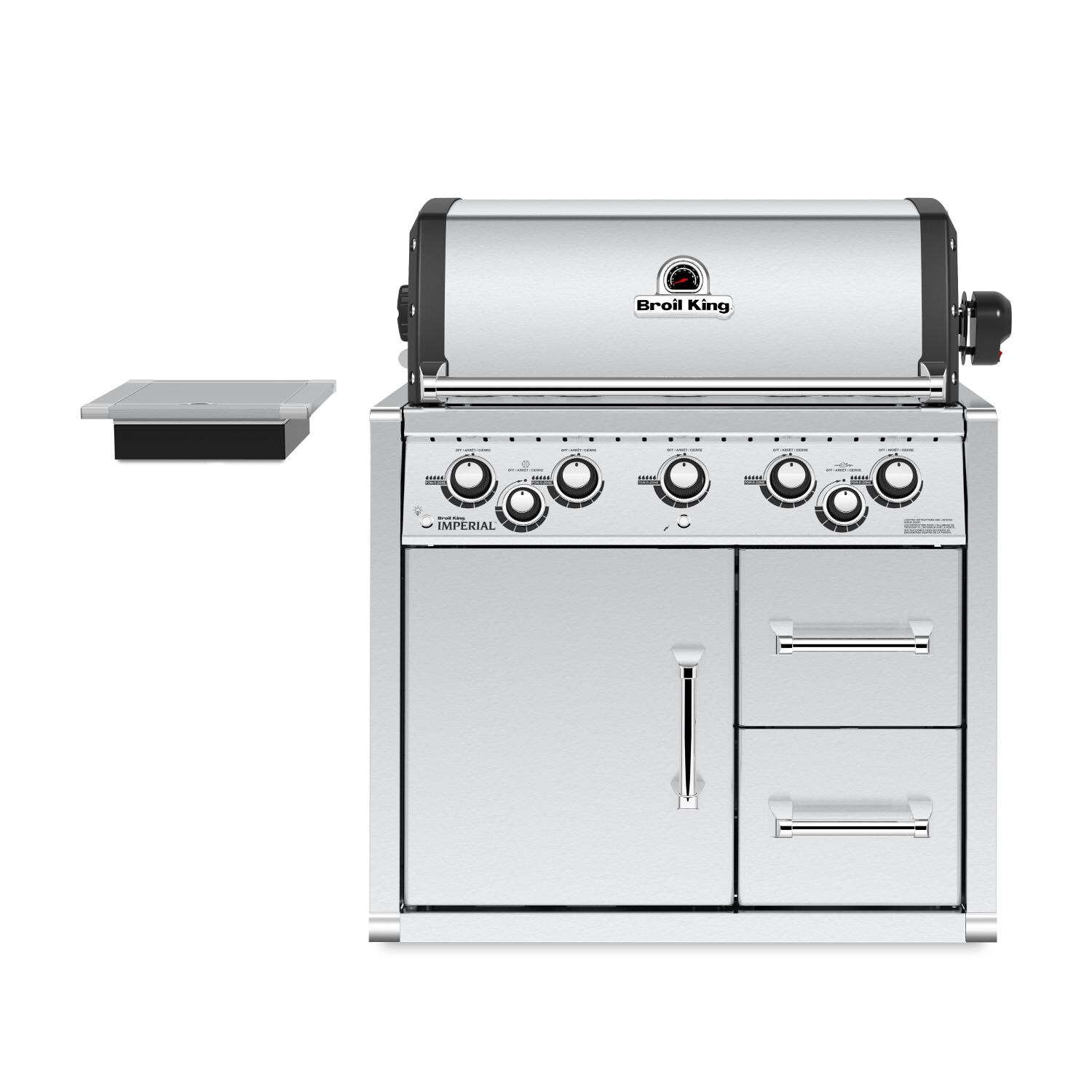 Broil King Imperial 590 5-Burner Built-In Propane Gas Grill With Cabinet, Rotisserie, & Side Burner - Stainless Steel - 958484
