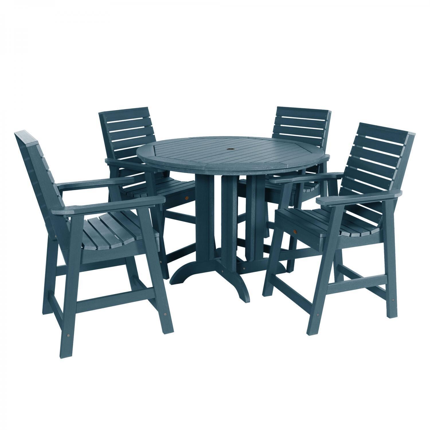 Lakeview Elm Pointe 5 Piece Round Counter Height Dining Set - Nantucket Blue - Dining Set - White Background thumbnail