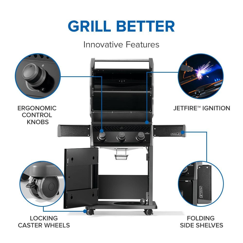 Napoleon R425NK-2 Rogue 425 3-Burner Natural Gas Grill - Black - Grill Features - Detail thumbnail
