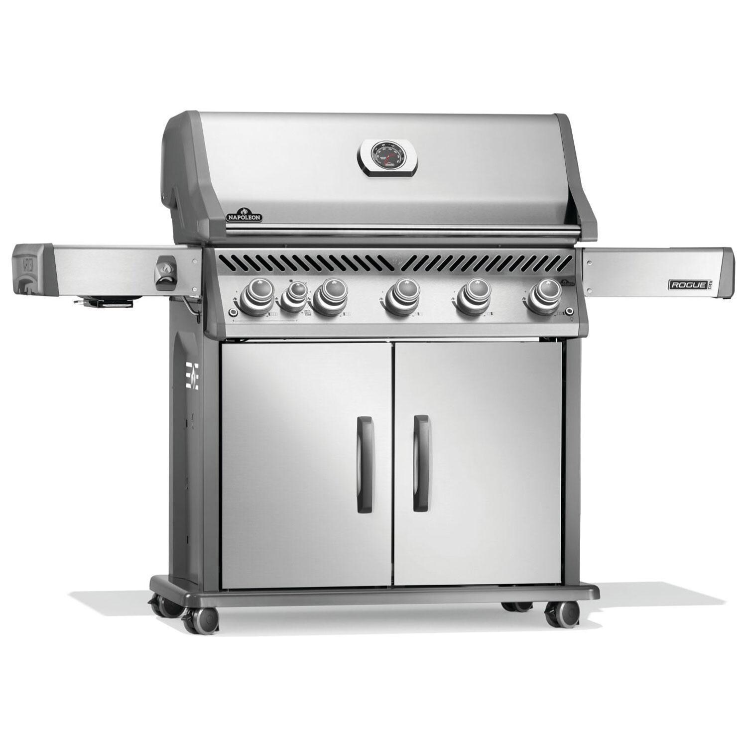 Napoleon RP625SIBNSS-2 Rogue PRO 625 Propane Gas Grill w/ Infrared Side Burner - Stainless Steel - Angled Right - White Background thumbnail