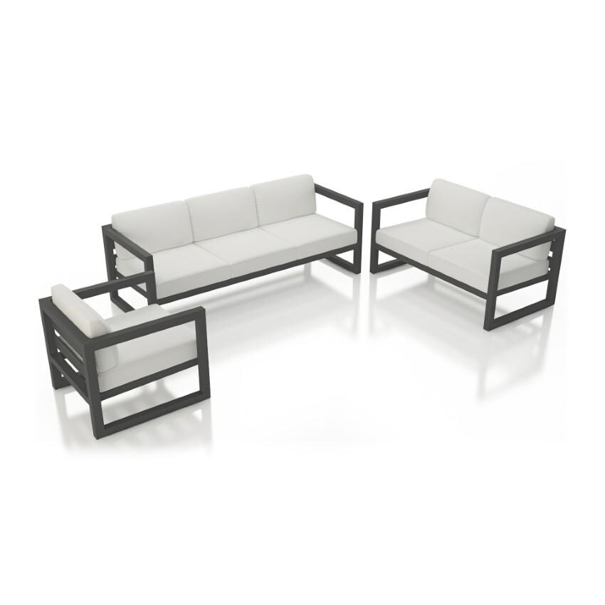 Misty Cove 3 Piece Seating Set in Slate w/Sofa & Canvas Natural Cushions by Lakeview - White Background thumbnail