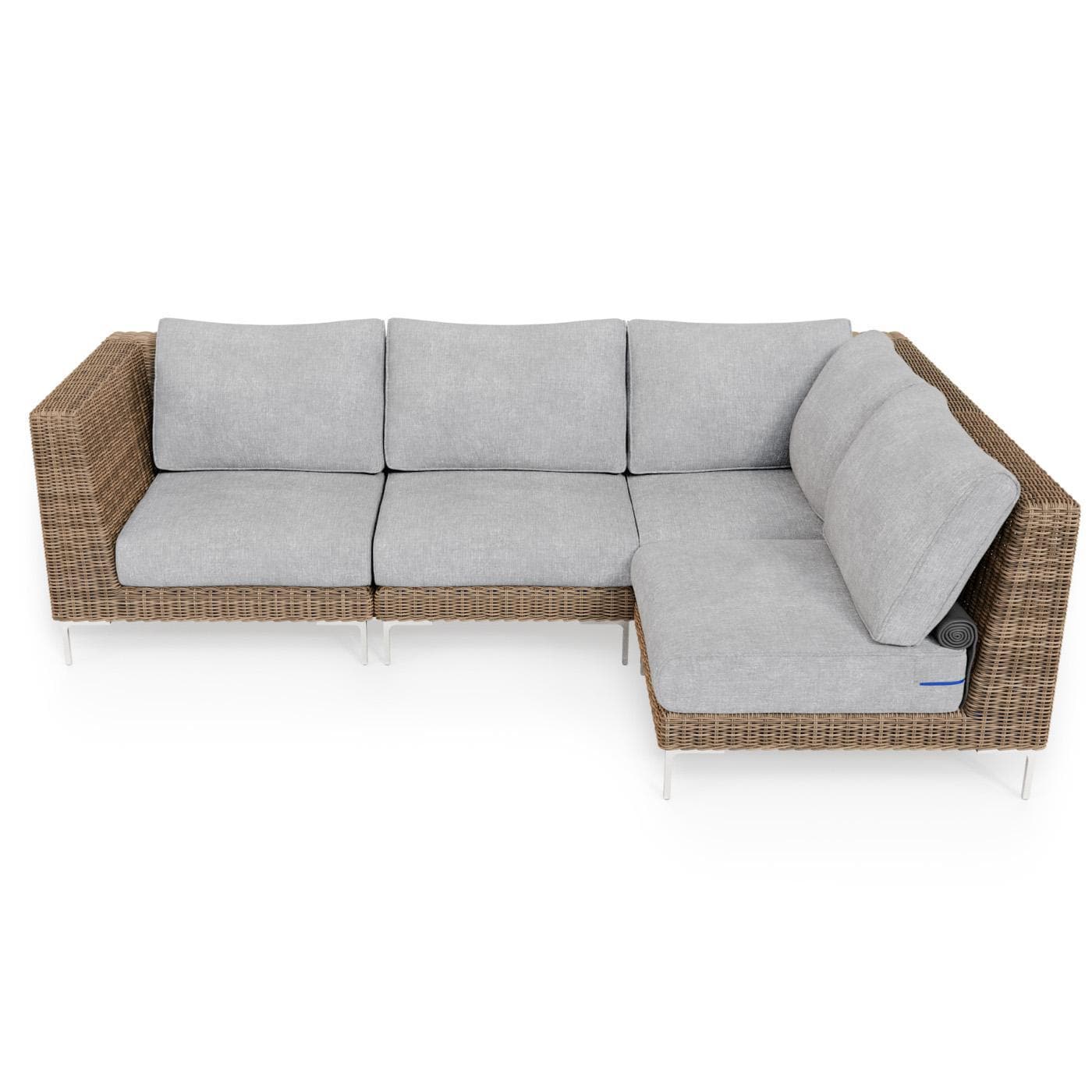 Outer Brown Wicker Outdoor L Sectional - 4 Seat W/ OuterShell Cover - Pacific Fog Gray