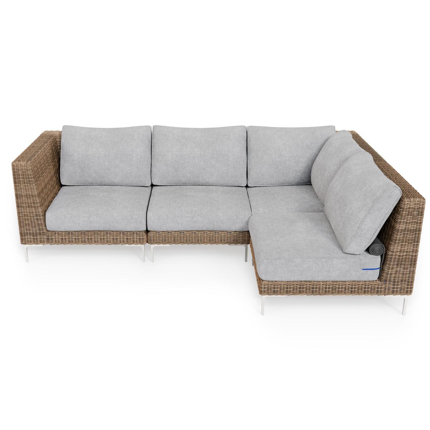 Outer PS-OUT-00102 Brown Wicker Outdoor L Sectional - 4 Seat thumbnail