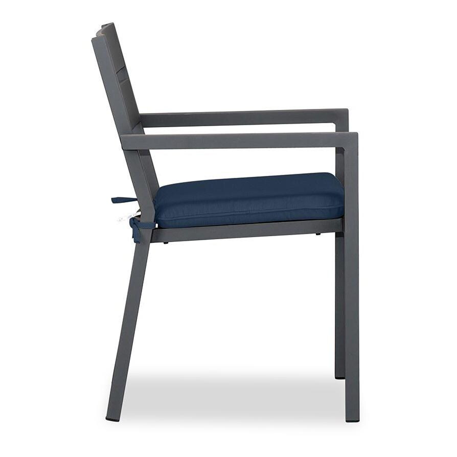 Calm Bay Aluminum Dining Arm Chair in Slate/Spectrum Indigo by Lakeview Outdoor Designs - Side - White Background thumbnail